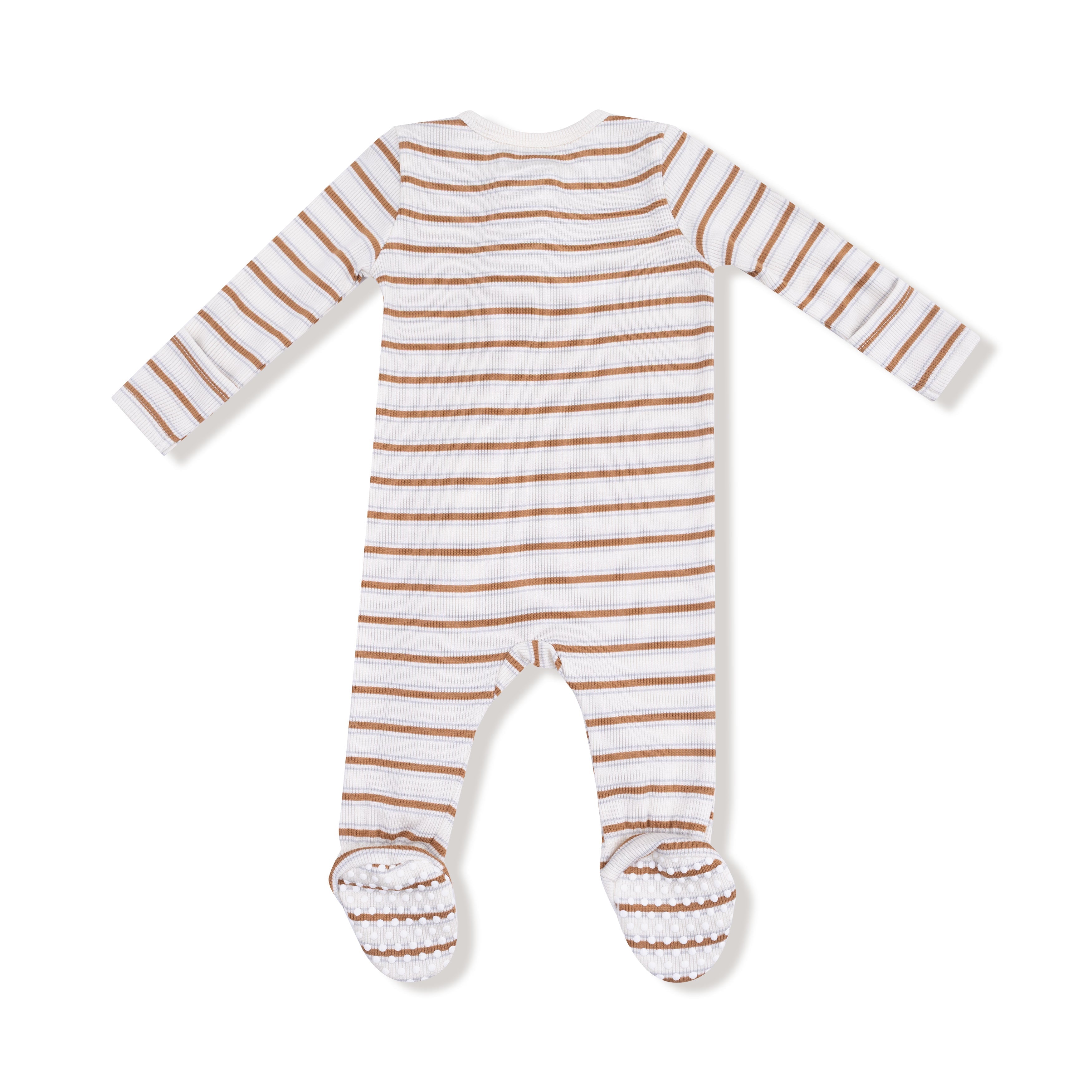 Vintage Stripe - Brown - 2 Way Zipper Footie