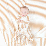Vintage Stripe - Brown - 2 Way Zipper Footie