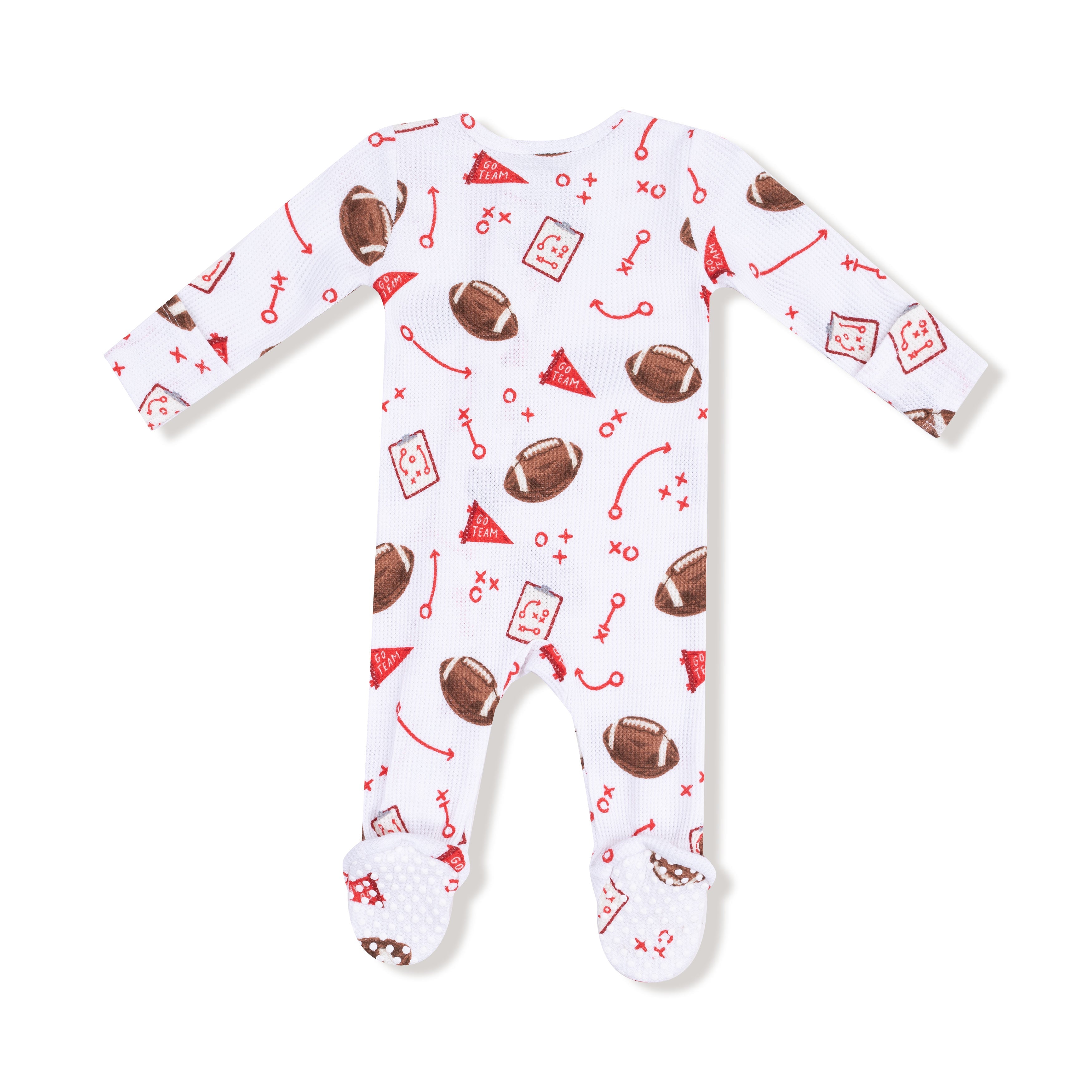 Touchdown Time - Red - 2 Way Zipper Footie
