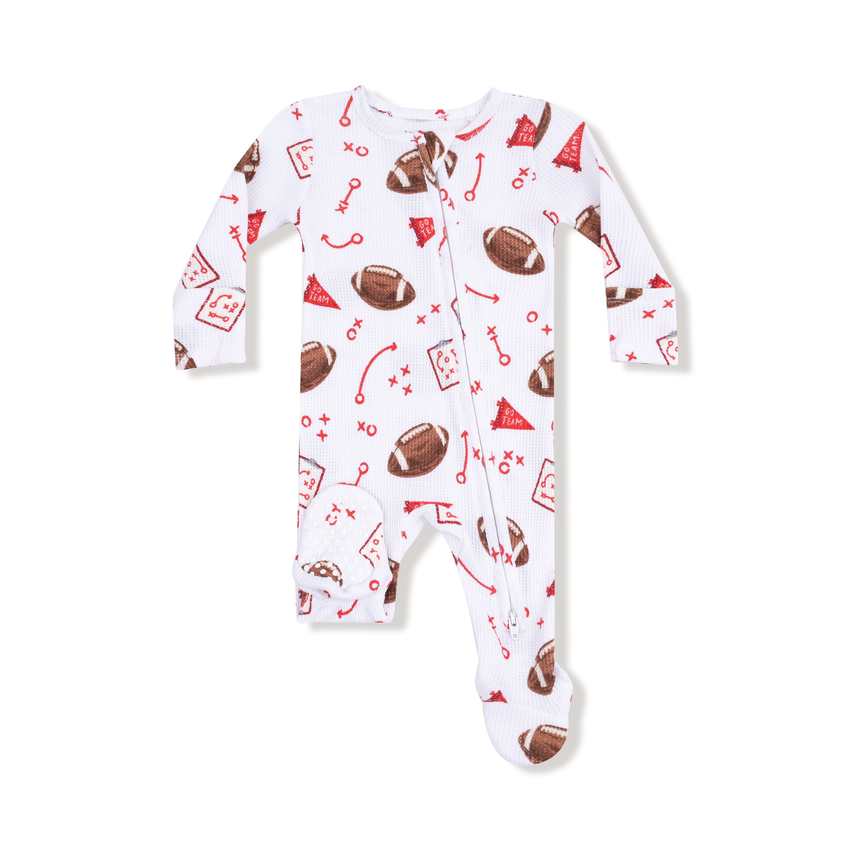 Touchdown Time - Red - 2 Way Zipper Footie