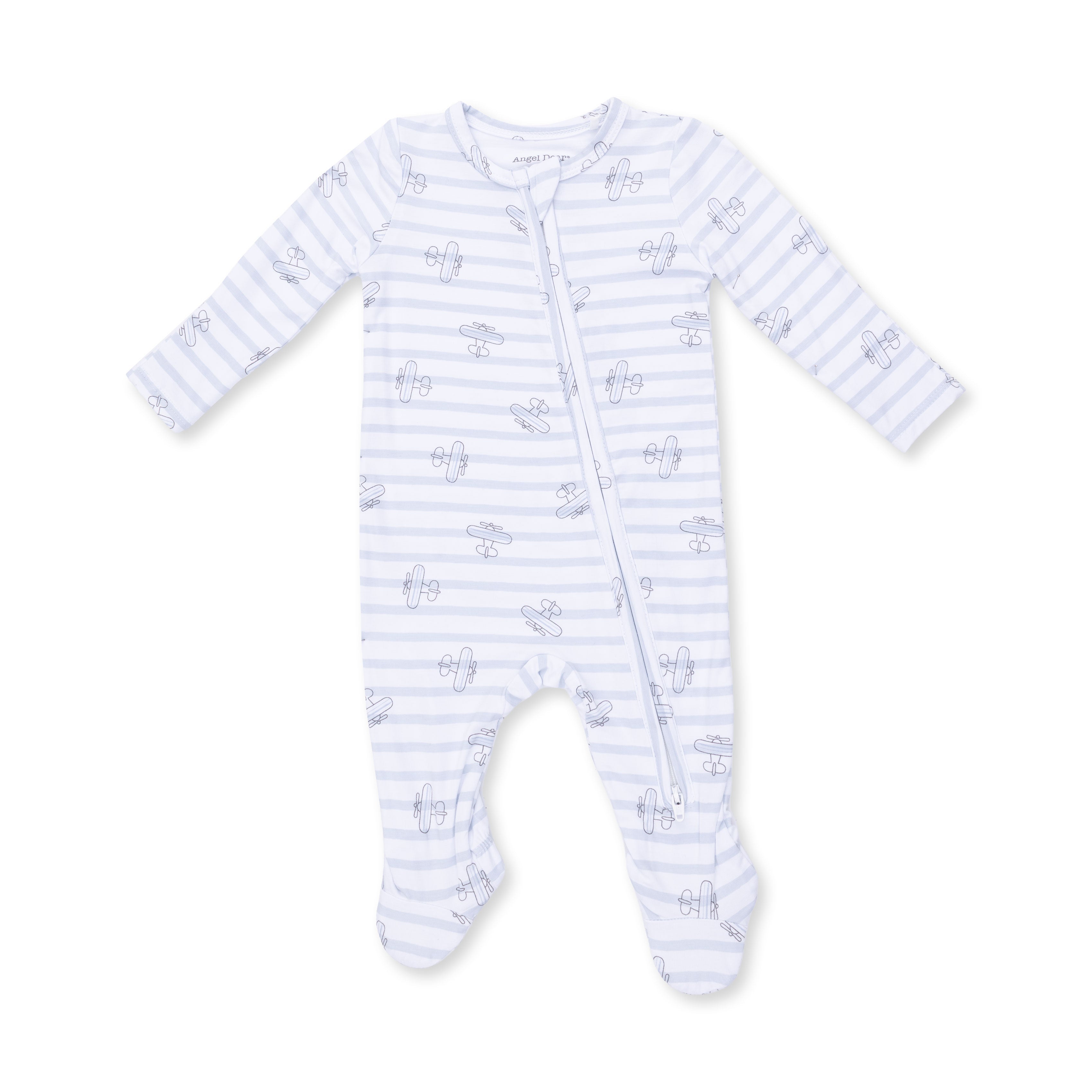 Airplane Stripe - 2 Way Zipper Footie