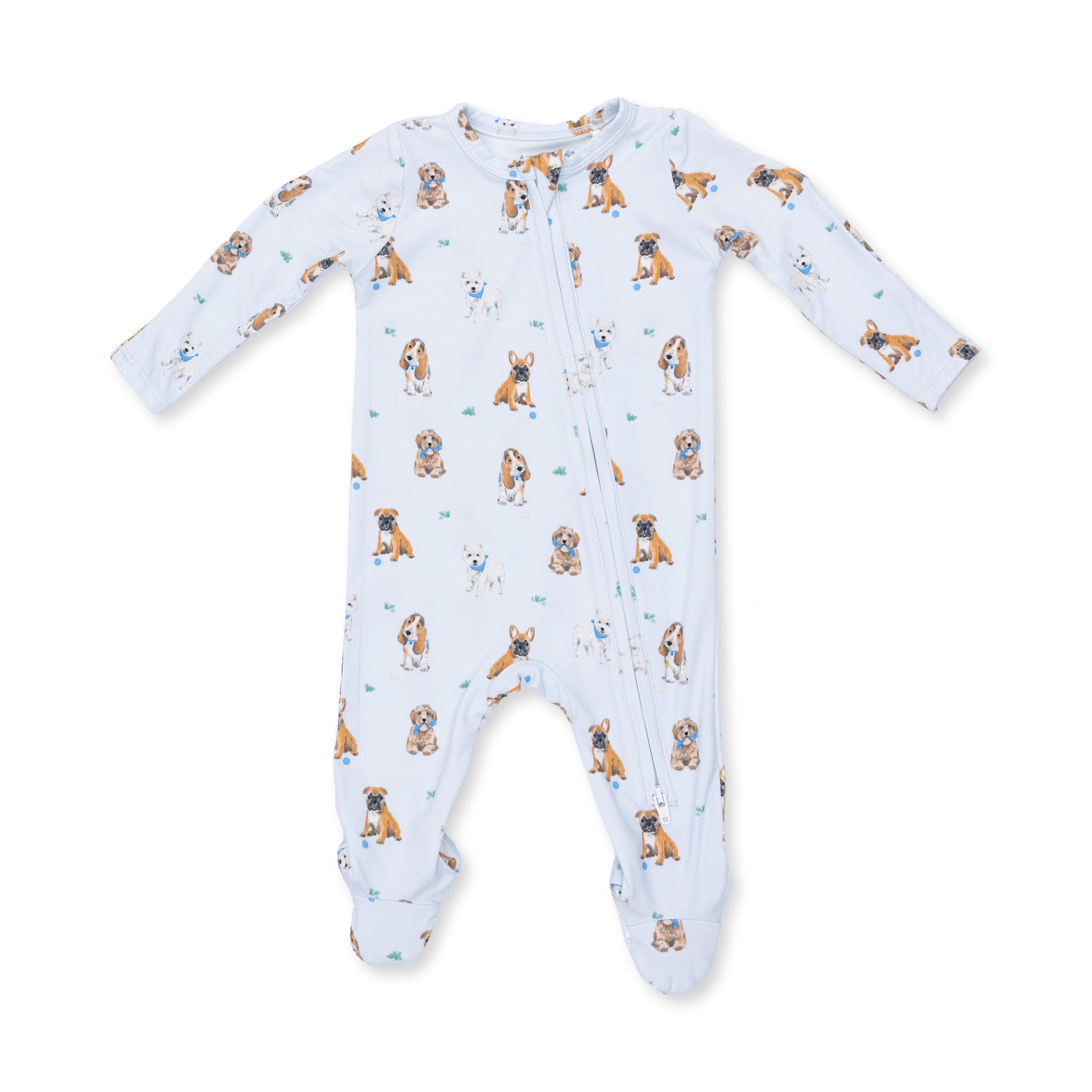 Bestie Dogs Blue - 2 Way Zipper Footie