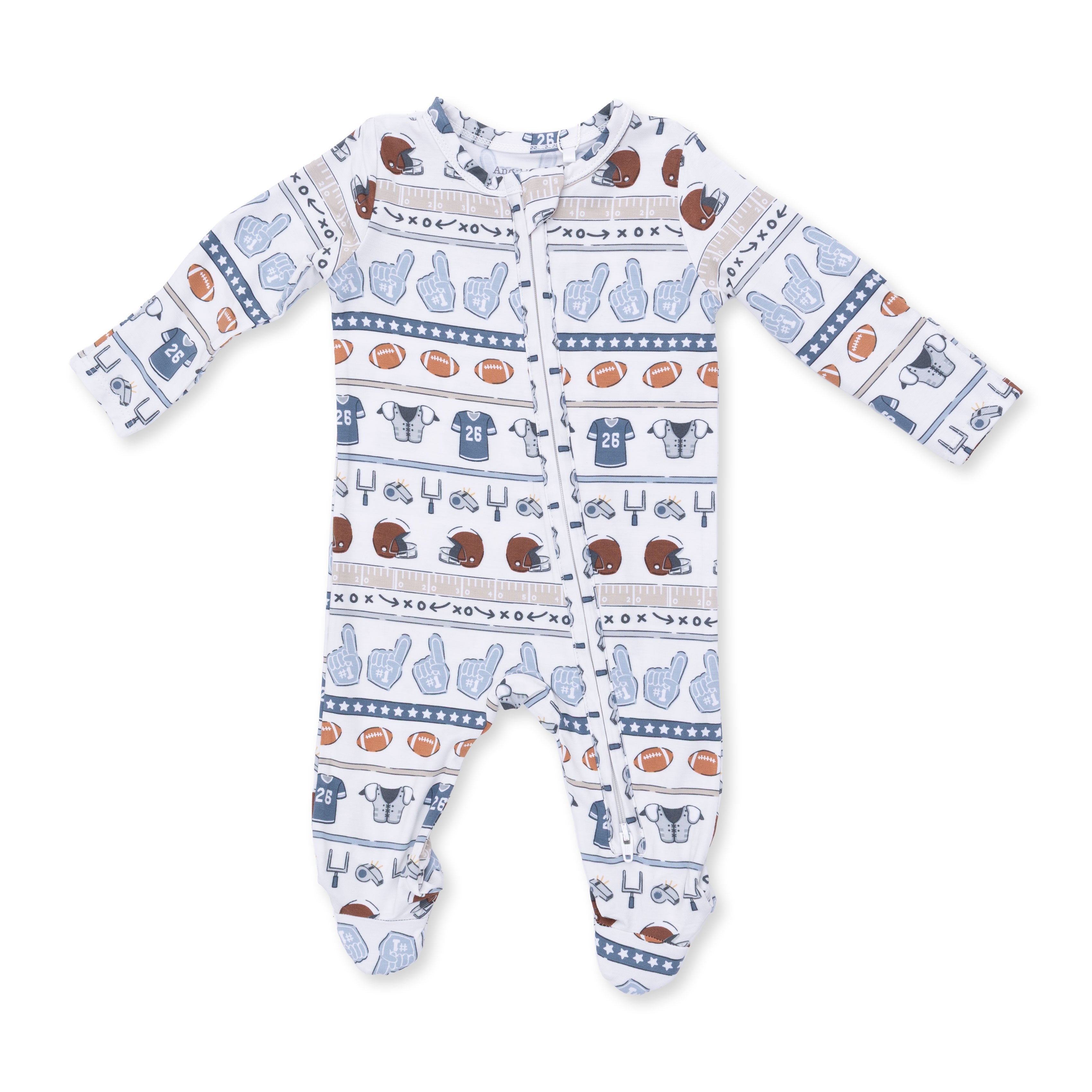 Football Stripe - 2 Way Zipper Footie