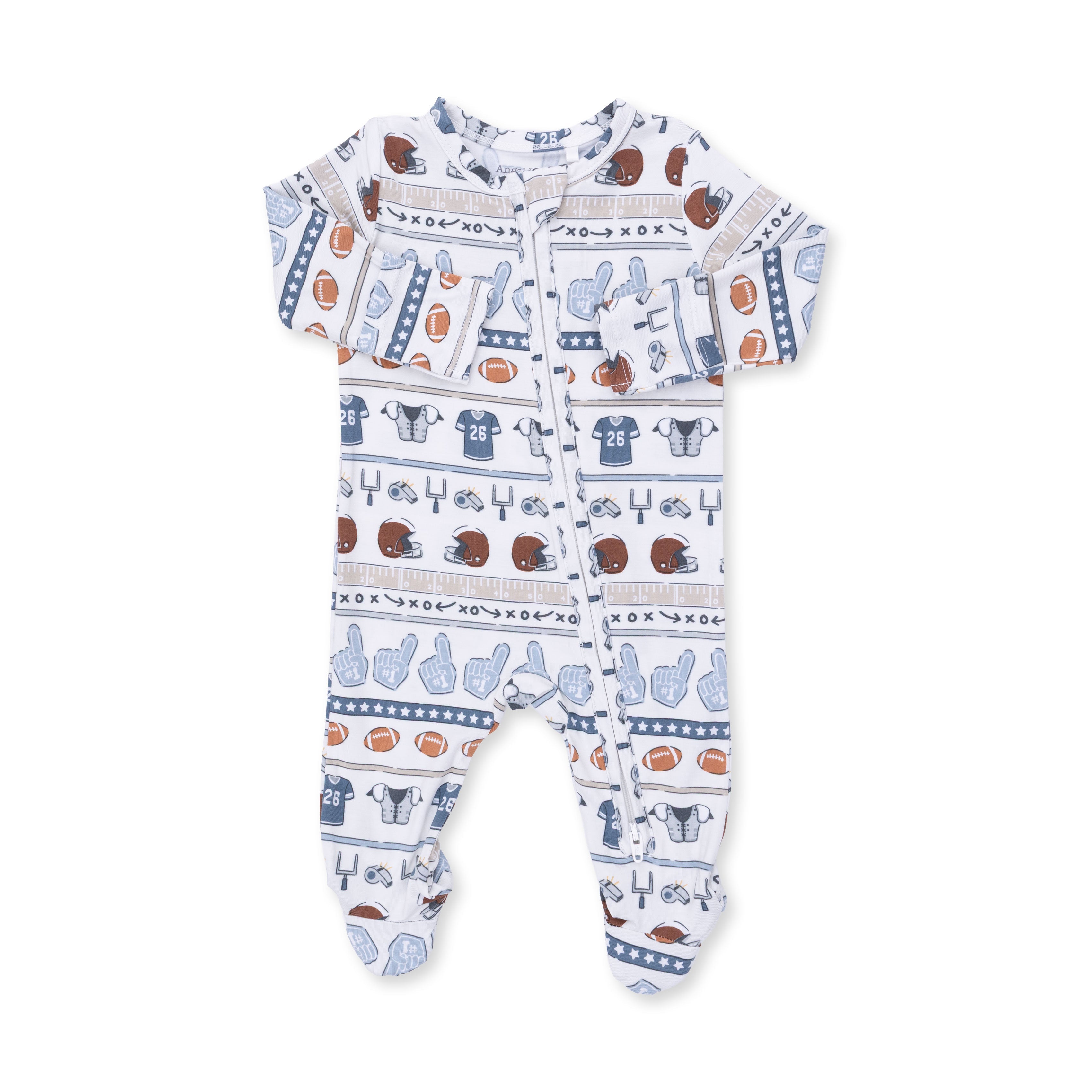 Football Stripe - 2 Way Zipper Footie