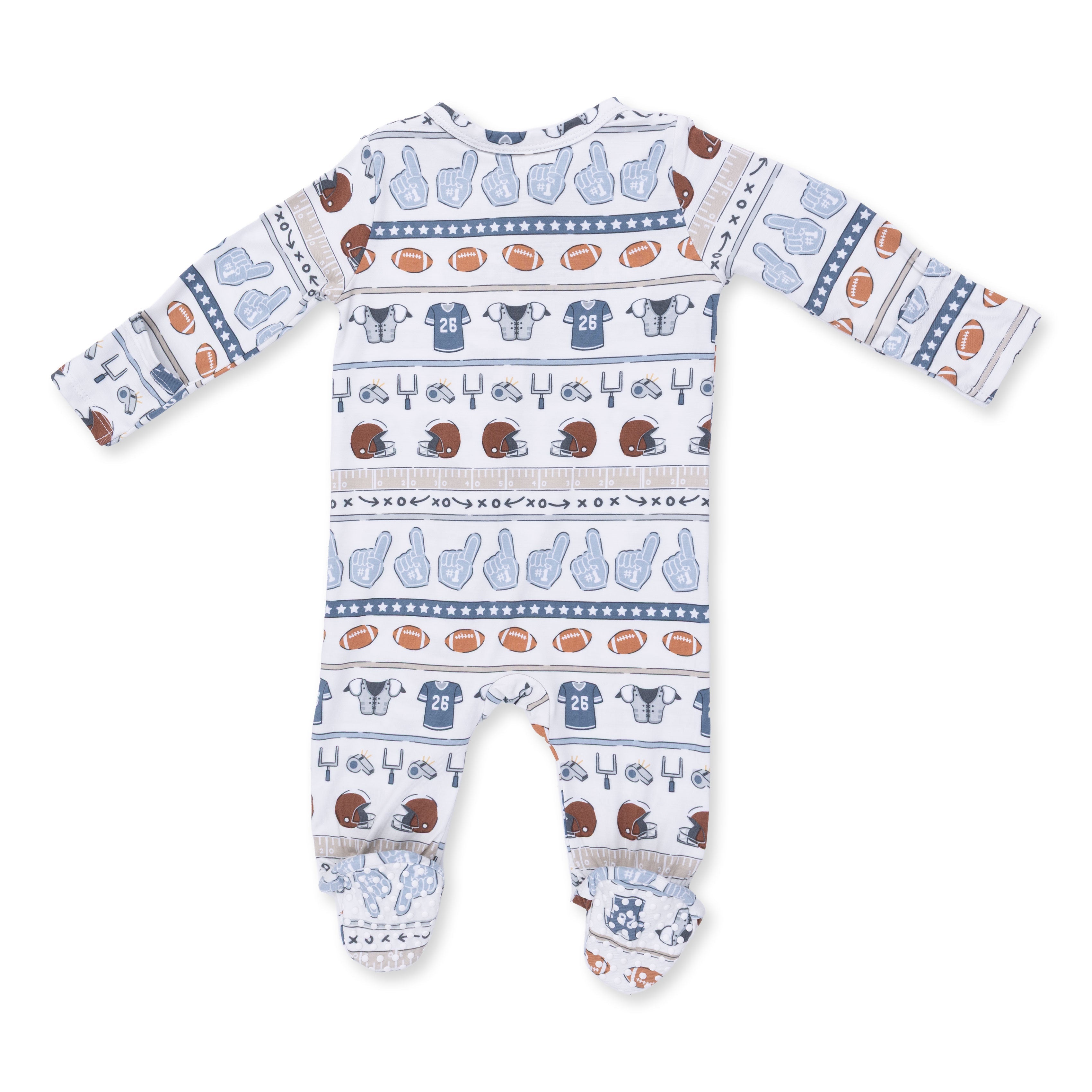 Football Stripe - 2 Way Zipper Footie