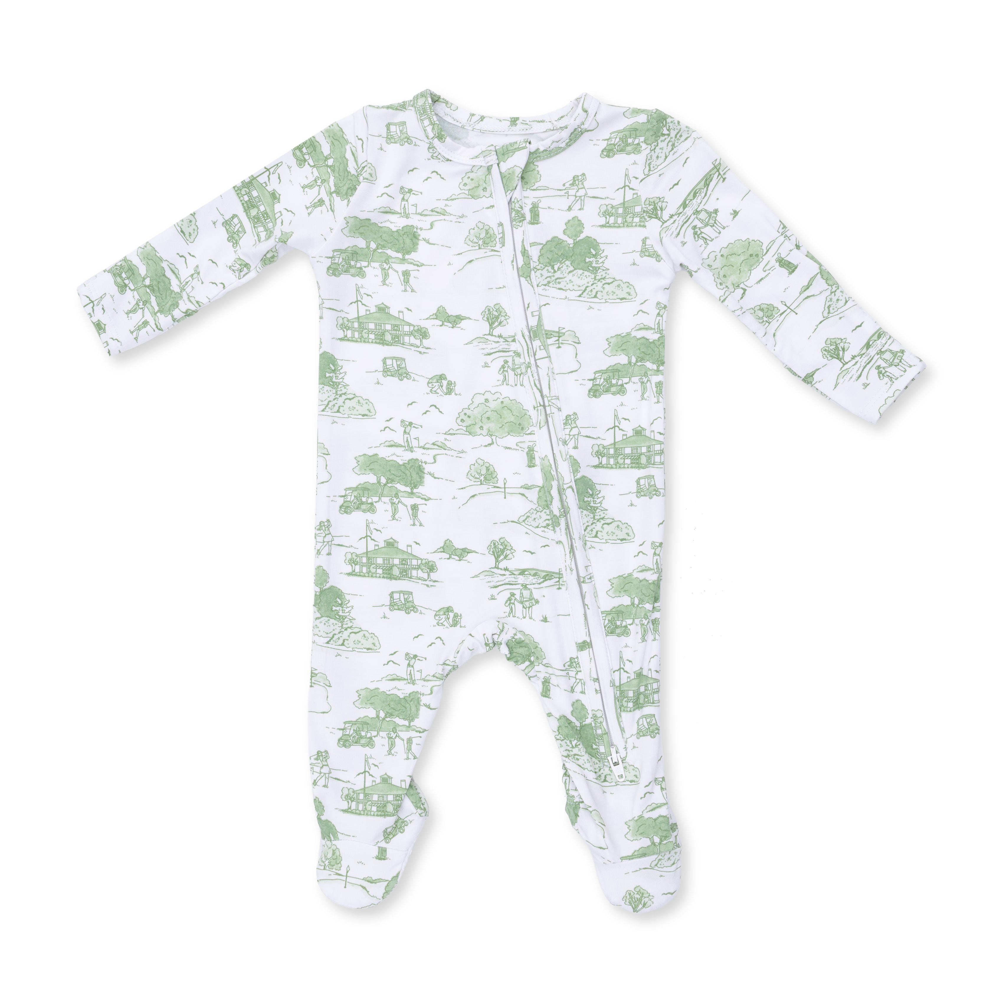 Golf Toile Green - 2 Way Zipper Footie