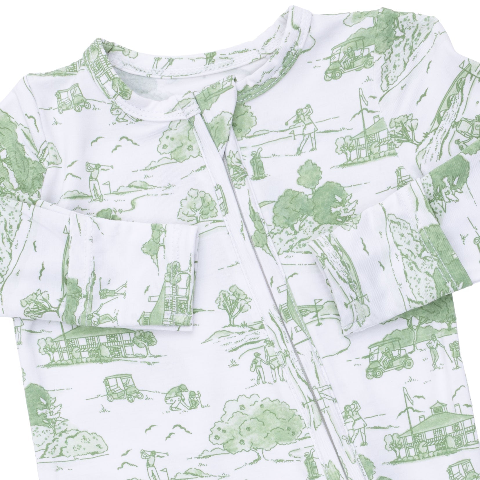 Golf Toile Green - 2 Way Zipper Footie