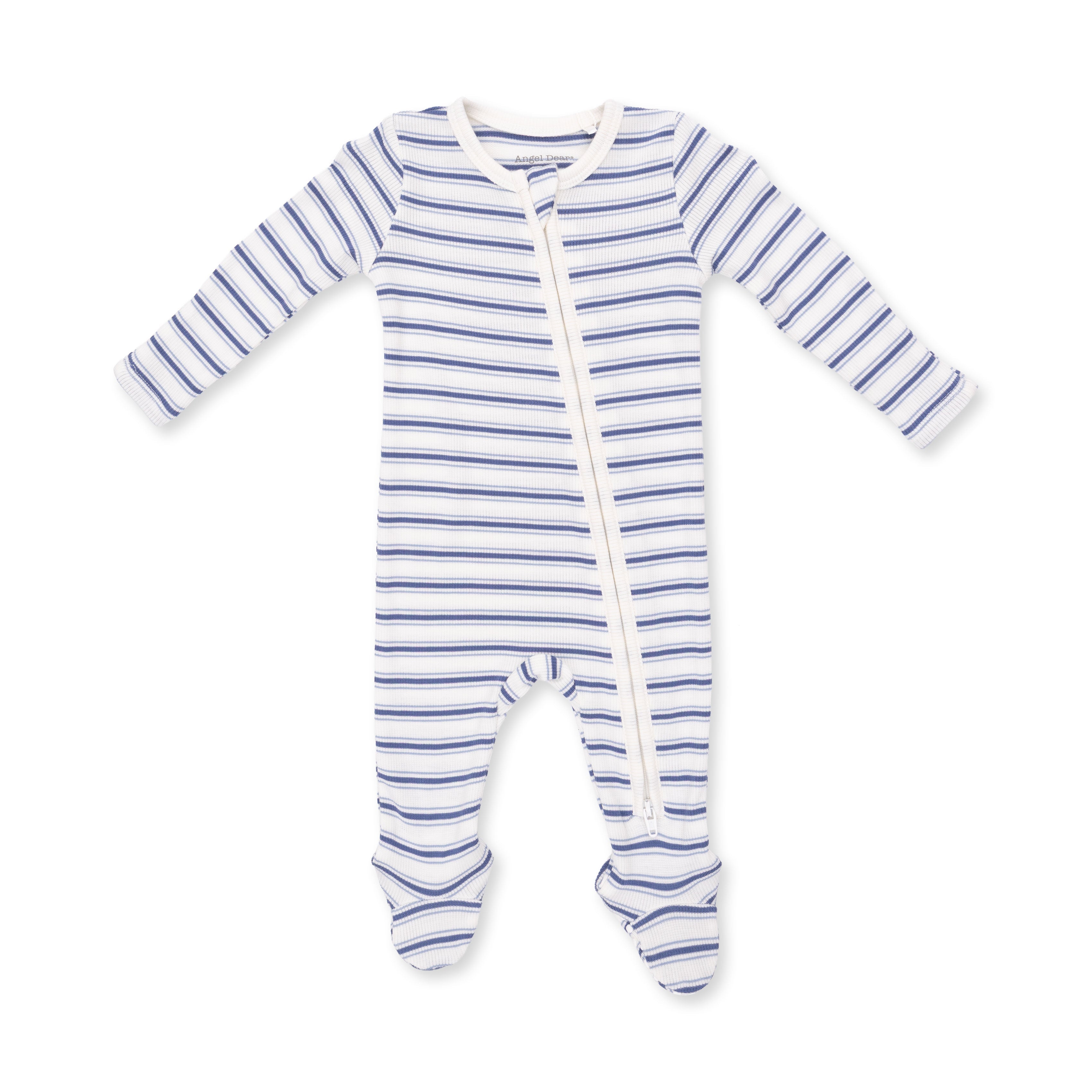 Vintage Stripe Blue - 2 Way Zipper Footie