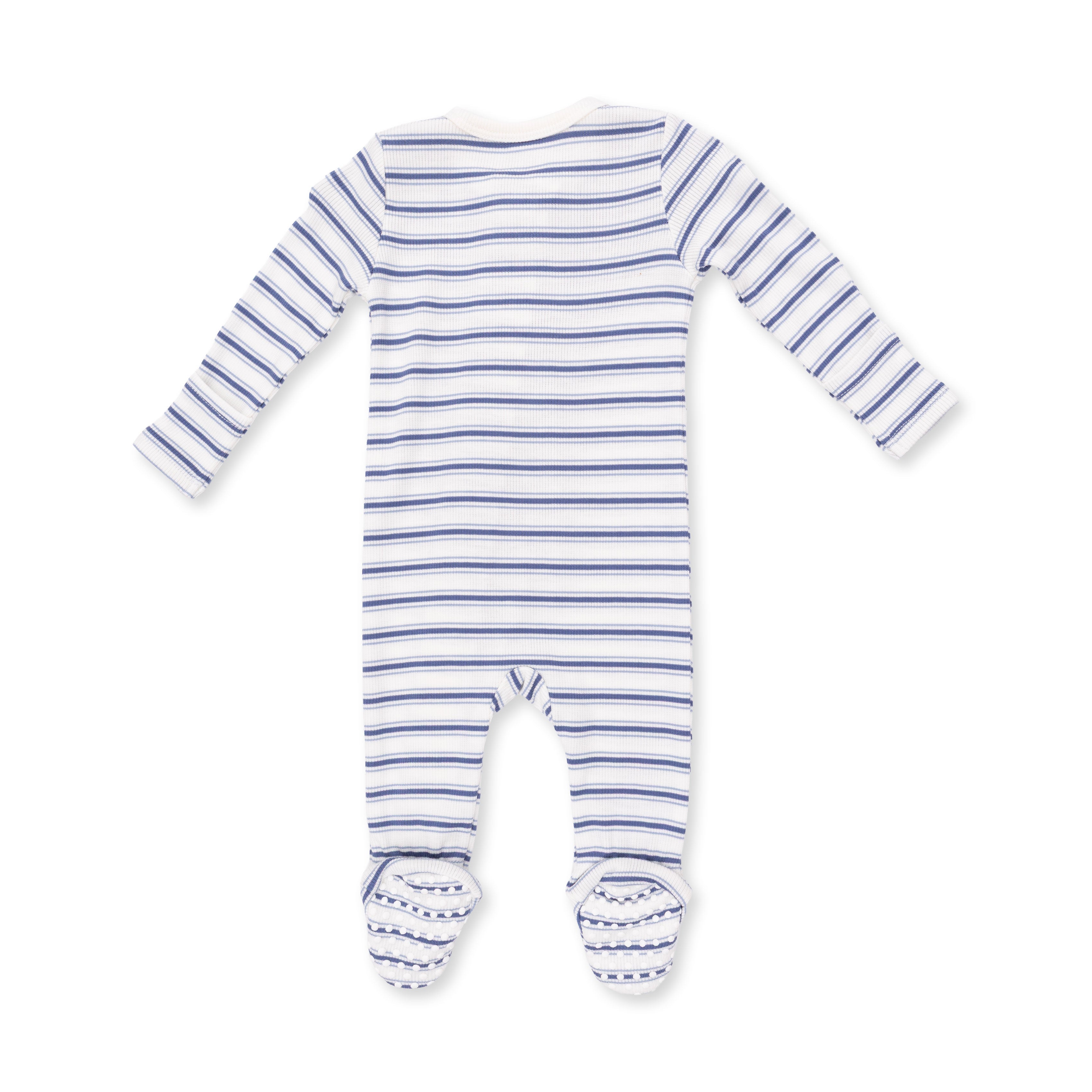 Vintage Stripe Blue - 2 Way Zipper Footie