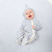 Vintage Stripe Blue - 2 Way Zipper Footie