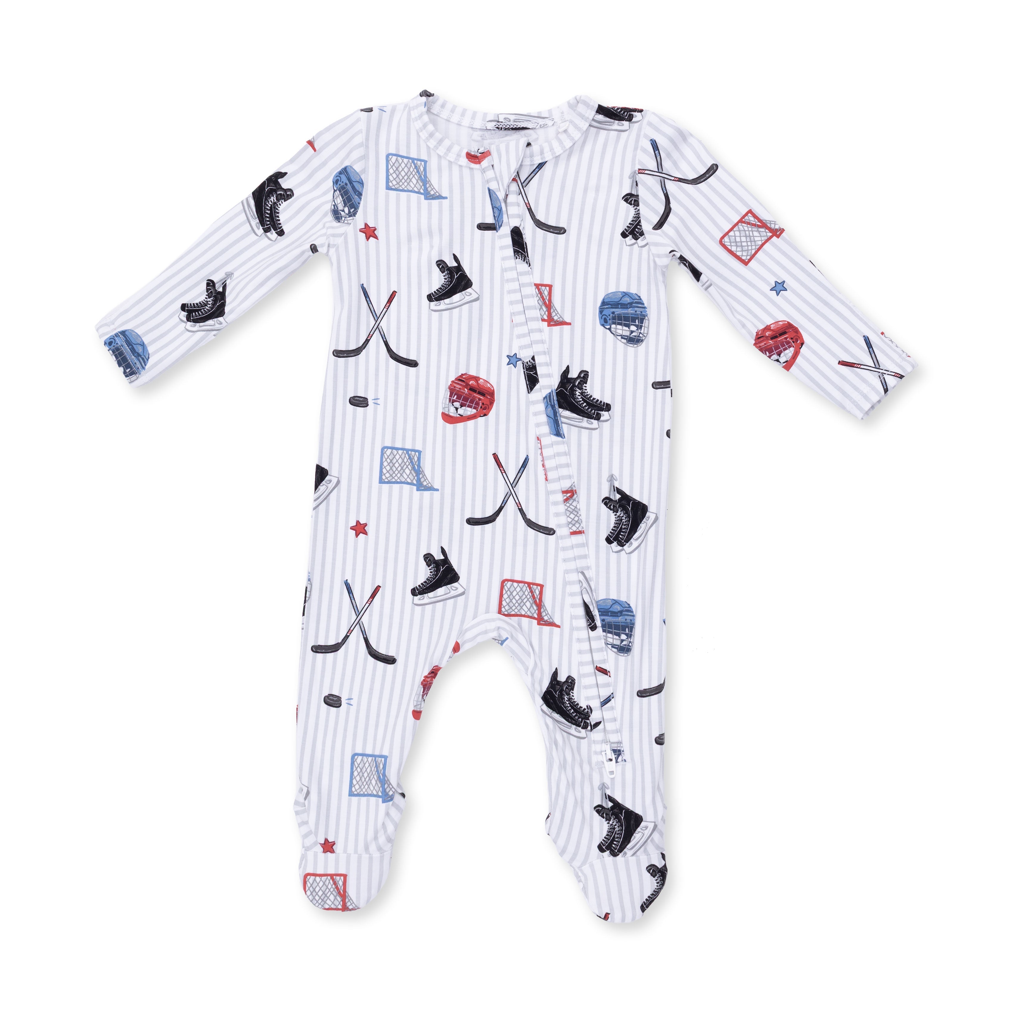 Hockey Stripe - 2 Way Zipper Footie
