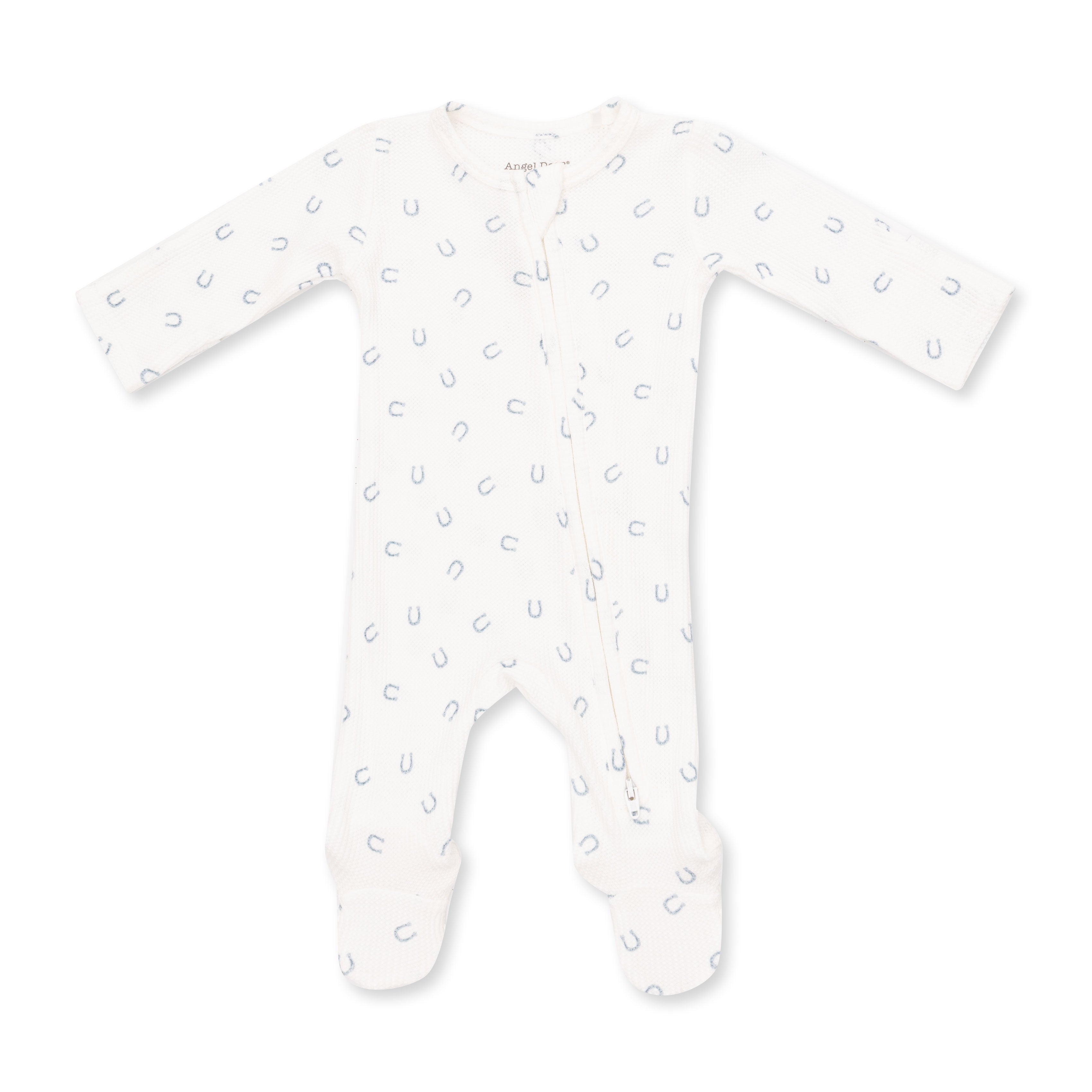 Little Horseshoes Blue - 2 Way Zipper Footie