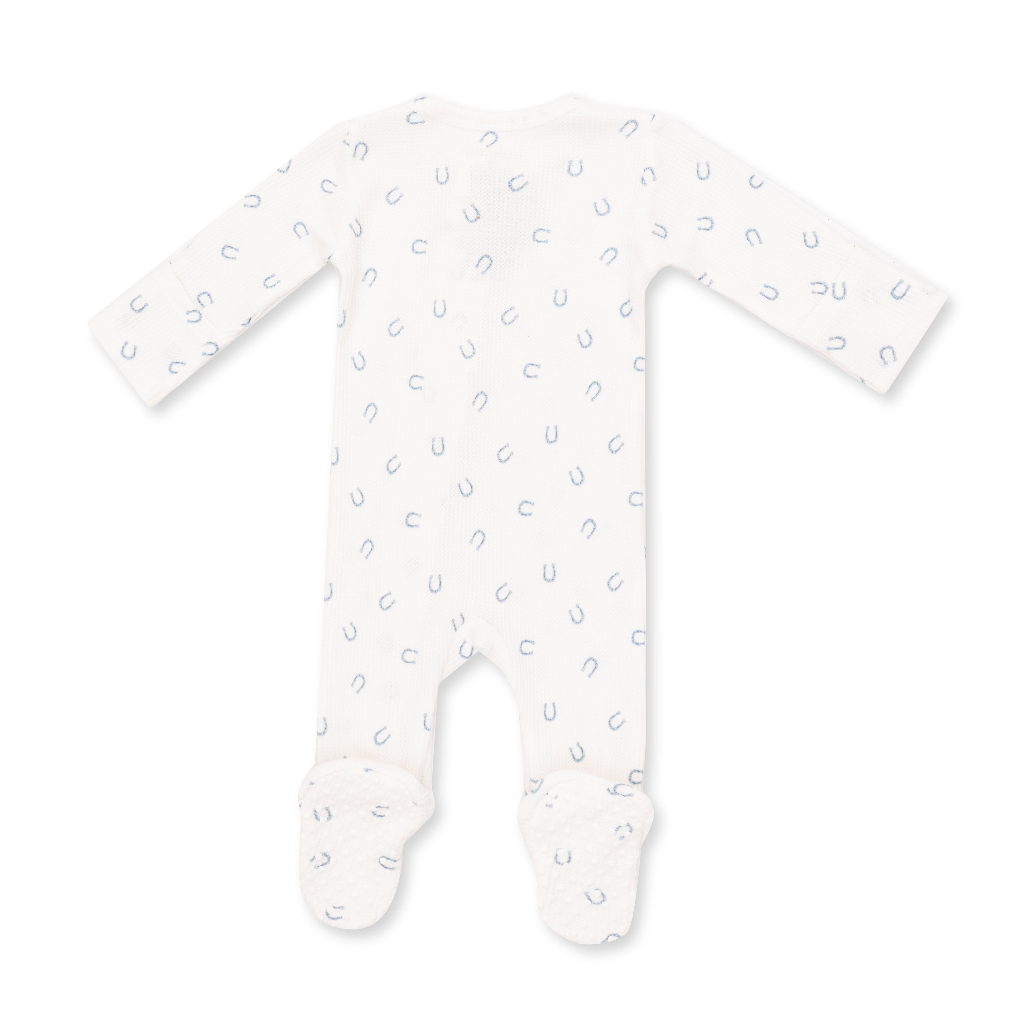 Little Horseshoes Blue - 2 Way Zipper Footie