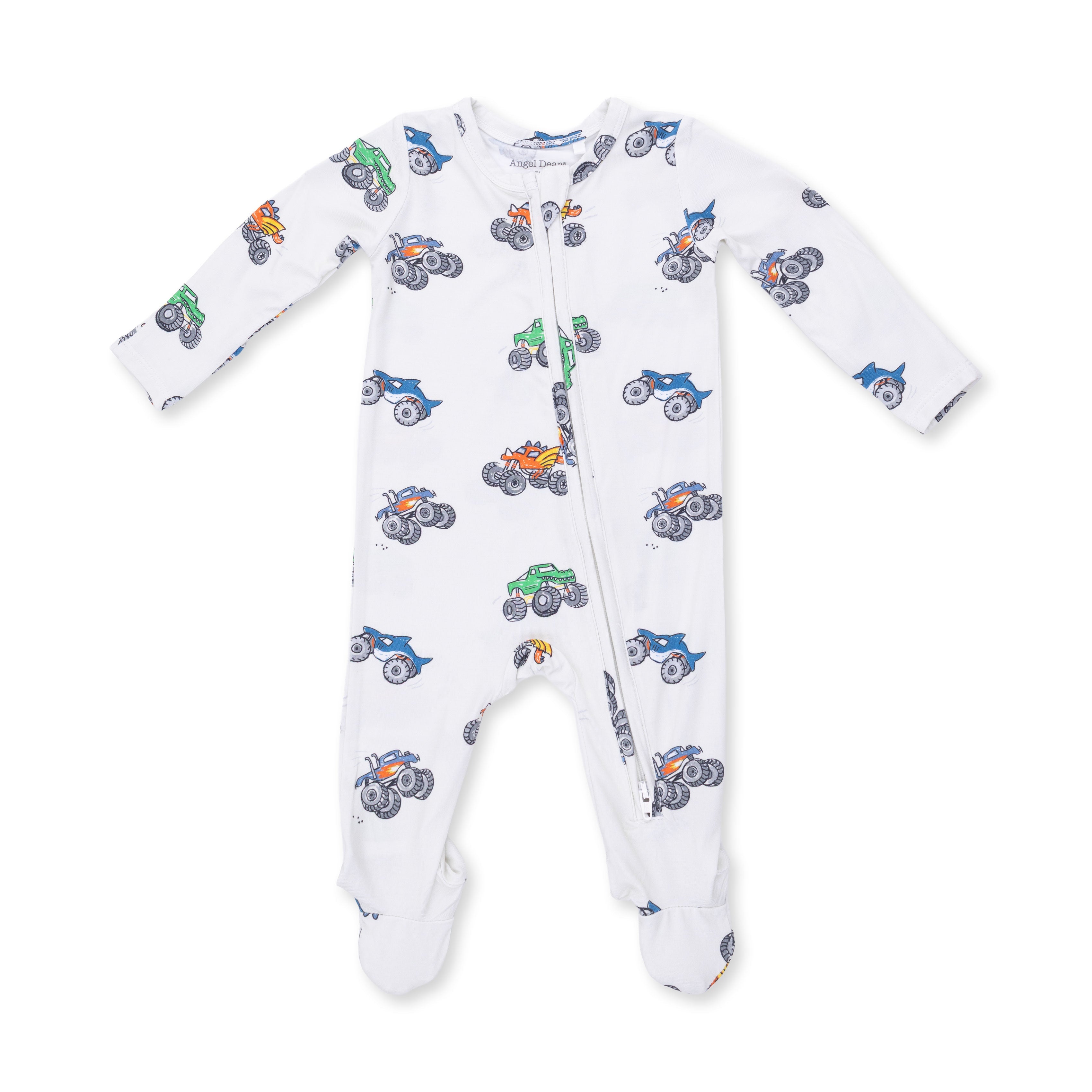 Monster Trucks - 2 Way Zipper Footie