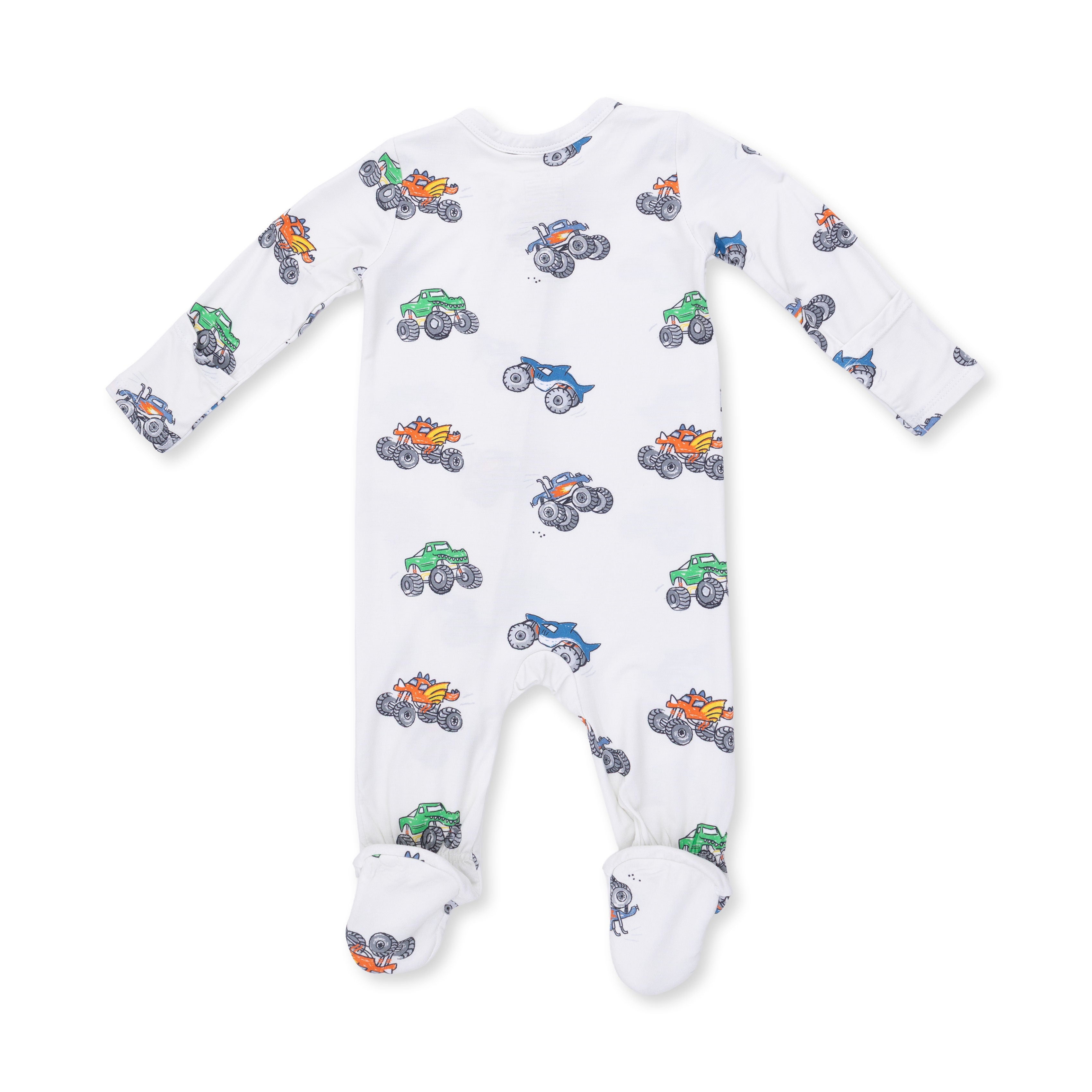 Monster Trucks - 2 Way Zipper Footie