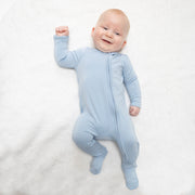 Solid Blue Fog - 2 Way Zipper Footie