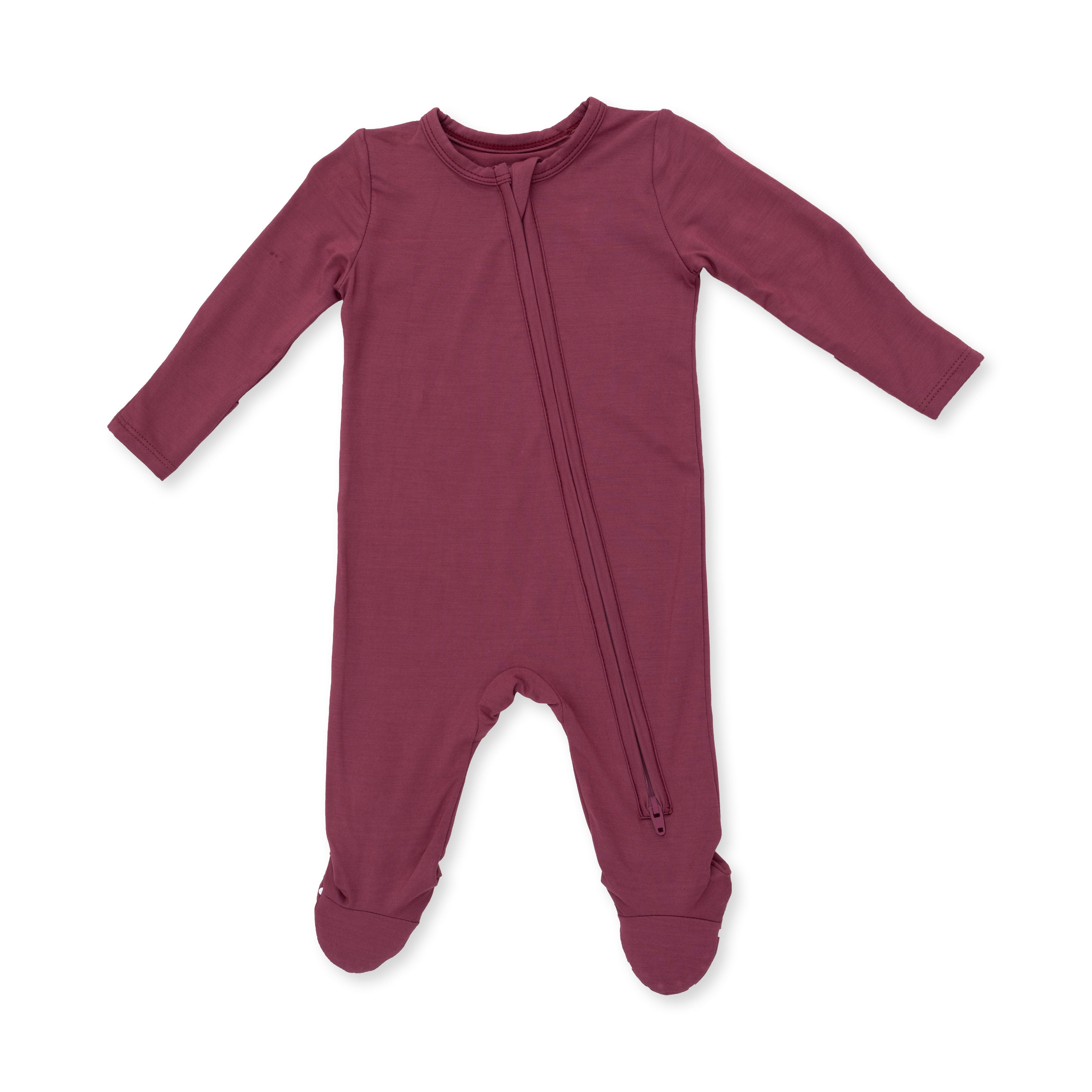 Solid Oxblood Red - 2 Way Zipper Footie