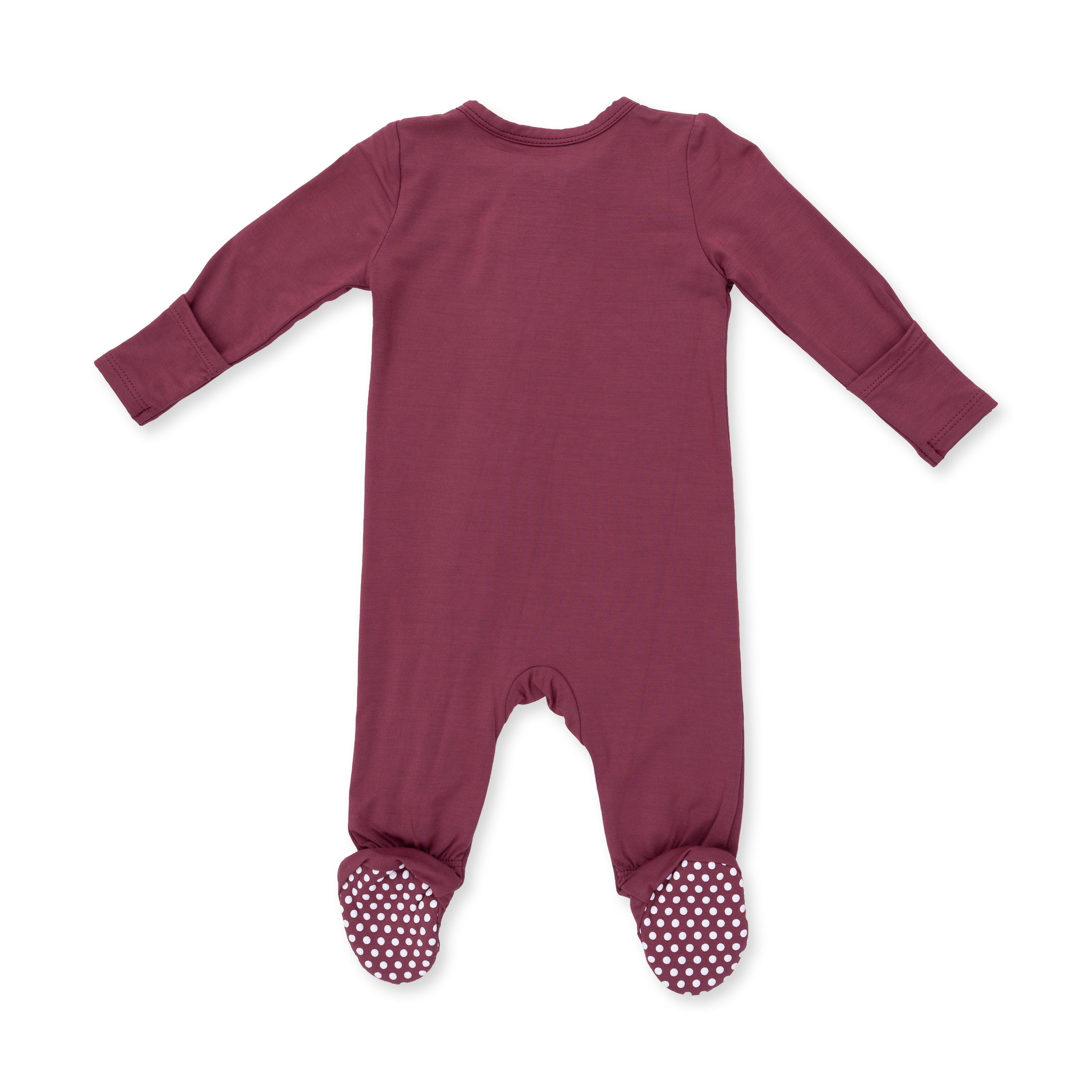 Solid Oxblood Red - 2 Way Zipper Footie