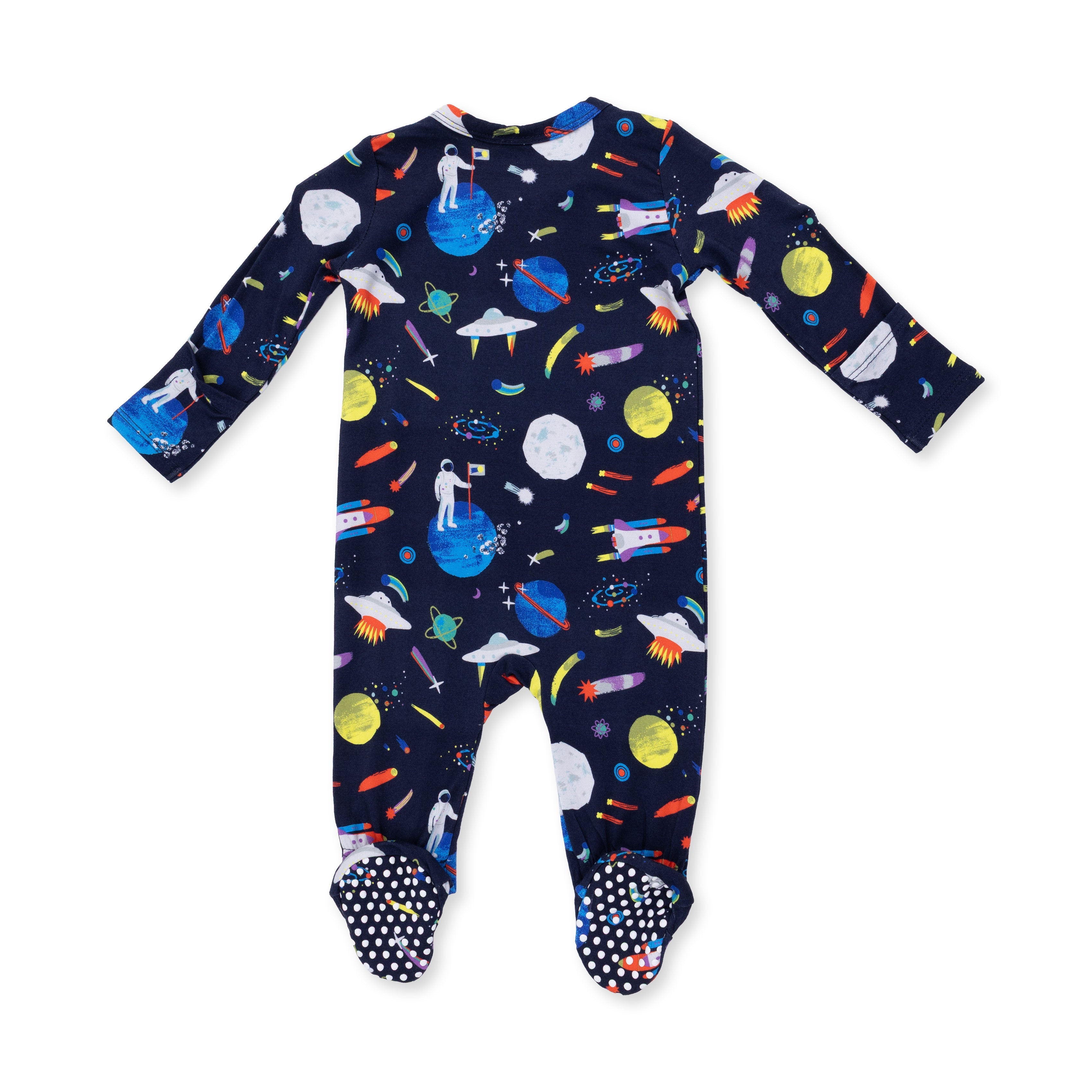 Astronaut and Rockets - 2 Way Zipper Footie