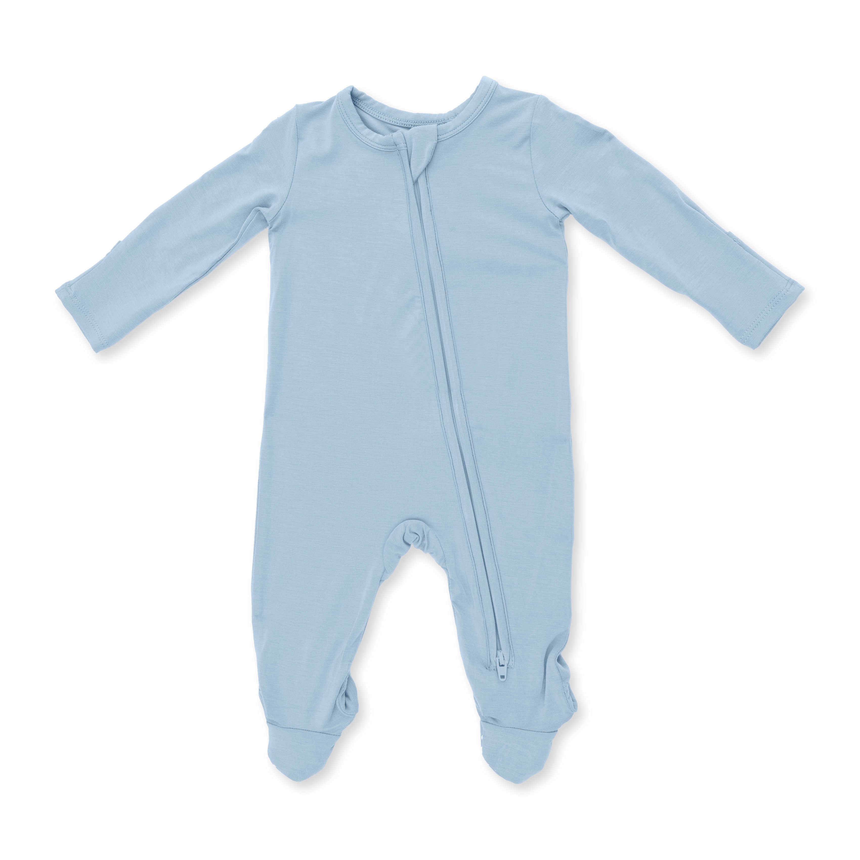 Solid Stone Blue - 2 Way Zipper Footie