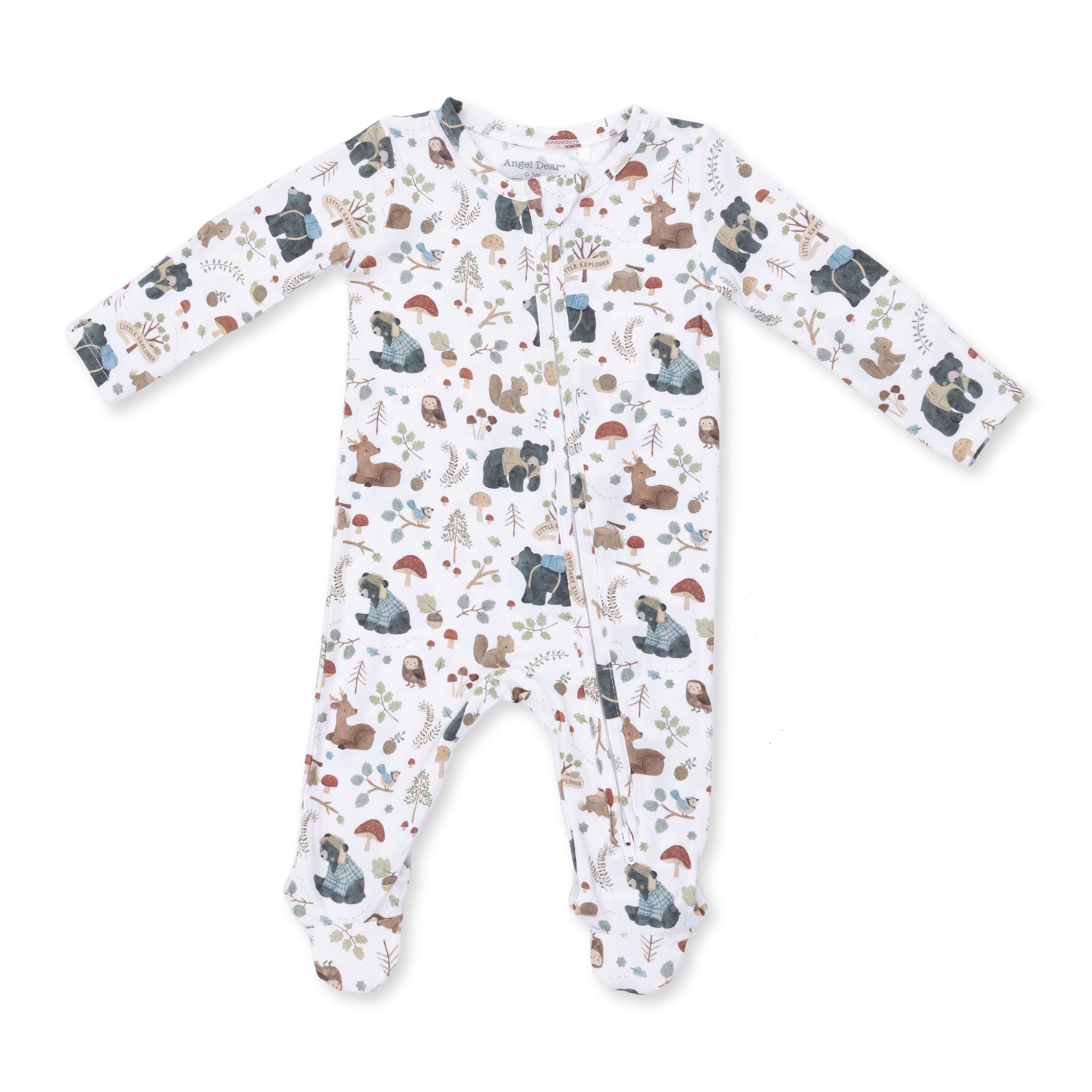 Southern Woodland Animals Green - 2 Way Zipper Footie