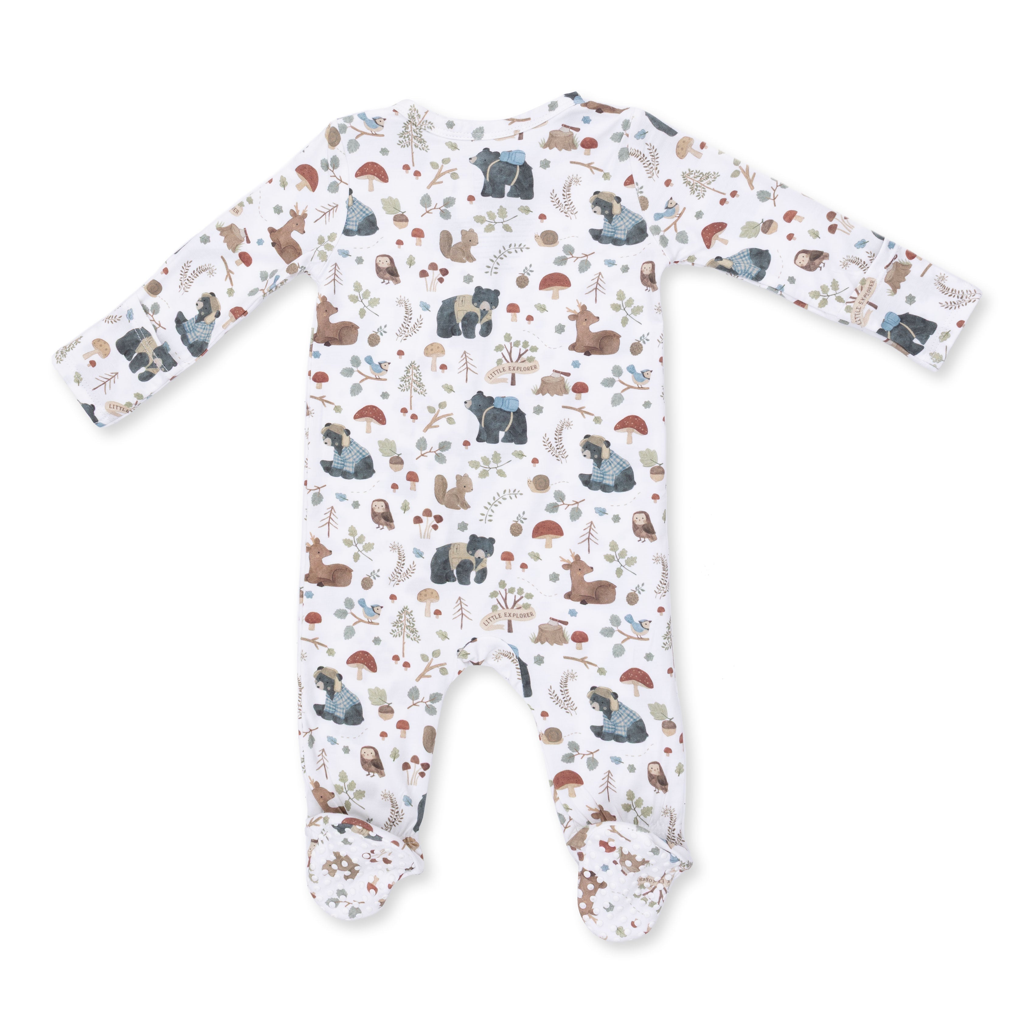 Southern Woodland Animals Green - 2 Way Zipper Footie