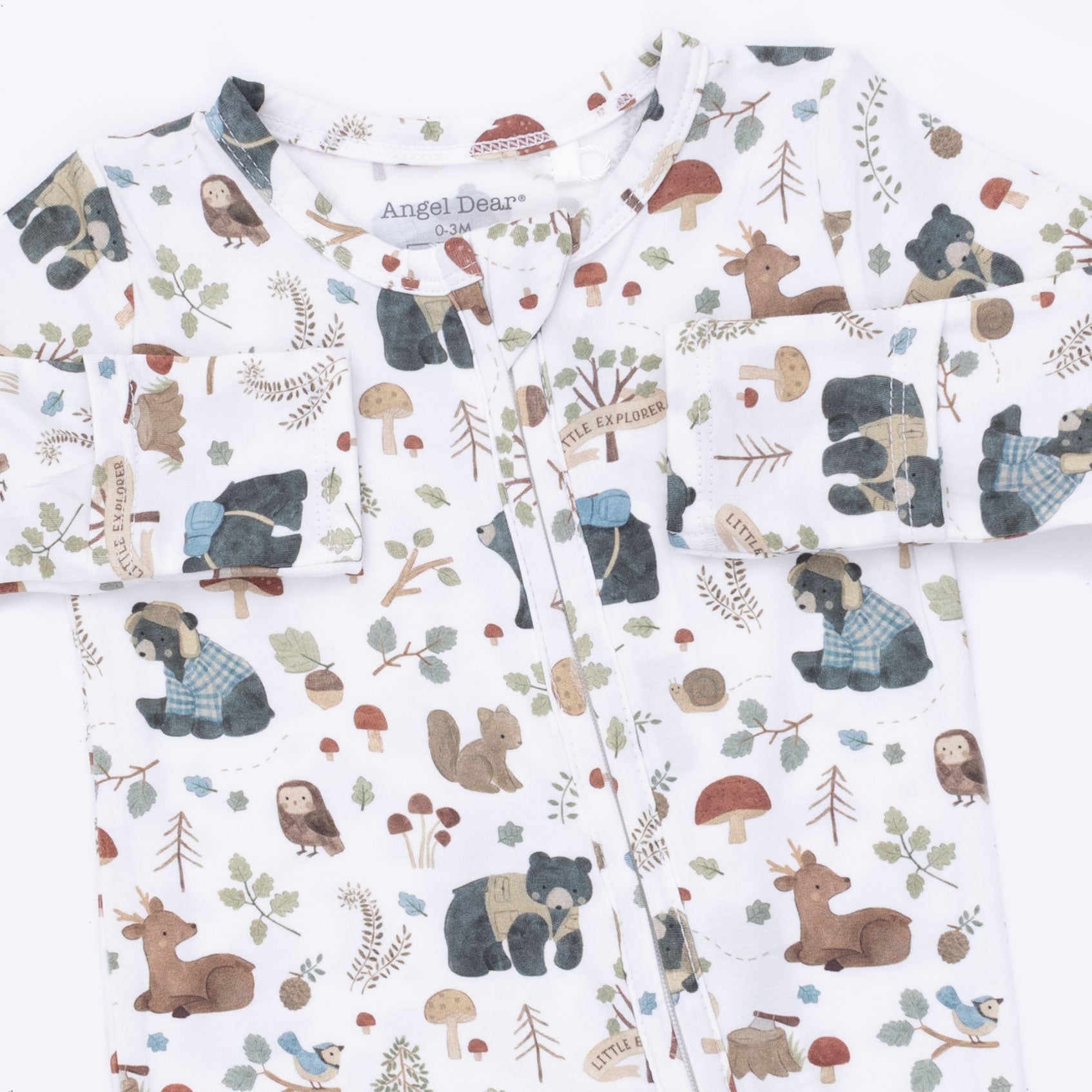 Southern Woodland Animals Green - 2 Way Zipper Footie