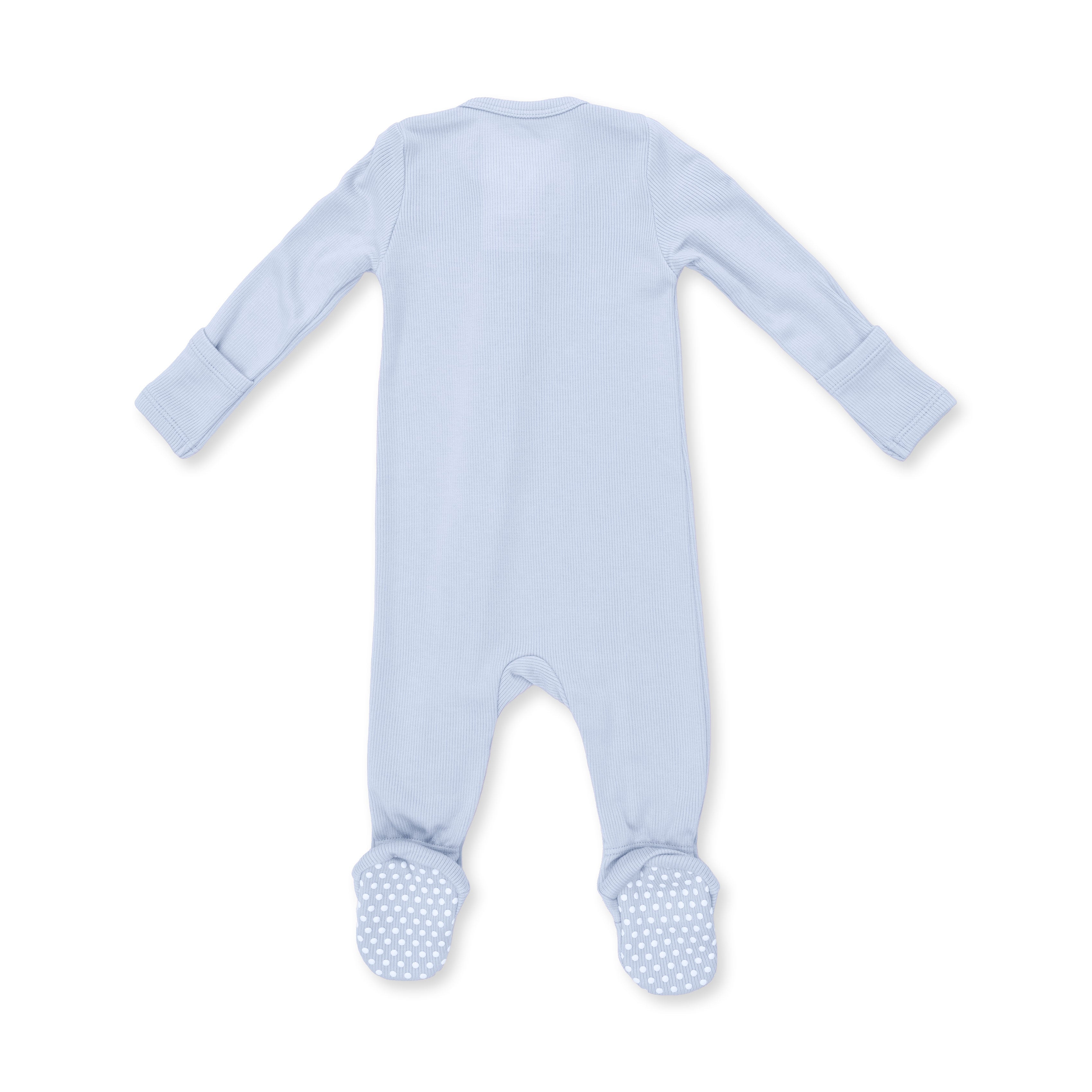 Solid Sheer Blue Rib - 2 Way Zipper Footie
