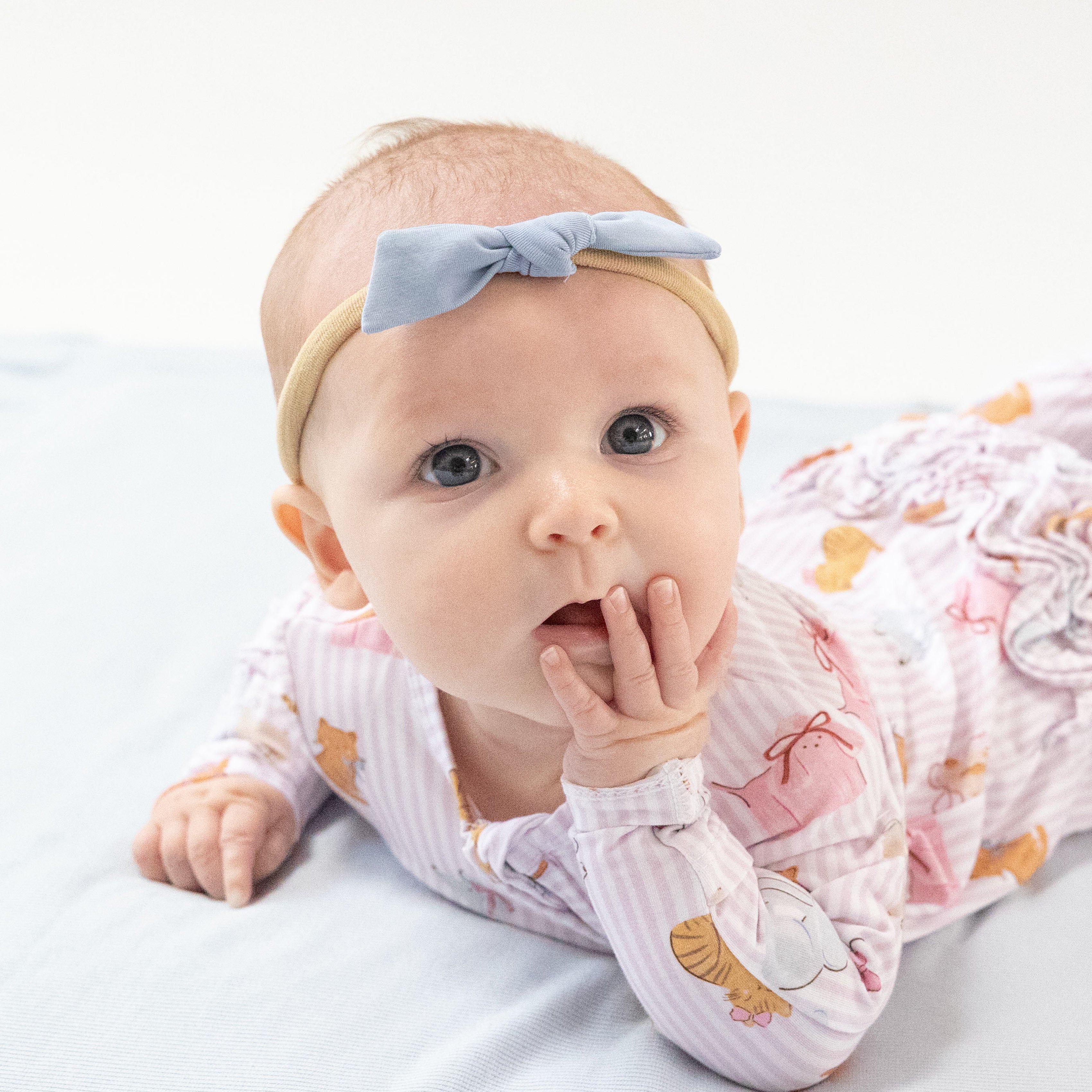 Soft Chambray - Bow with Nylon Headband