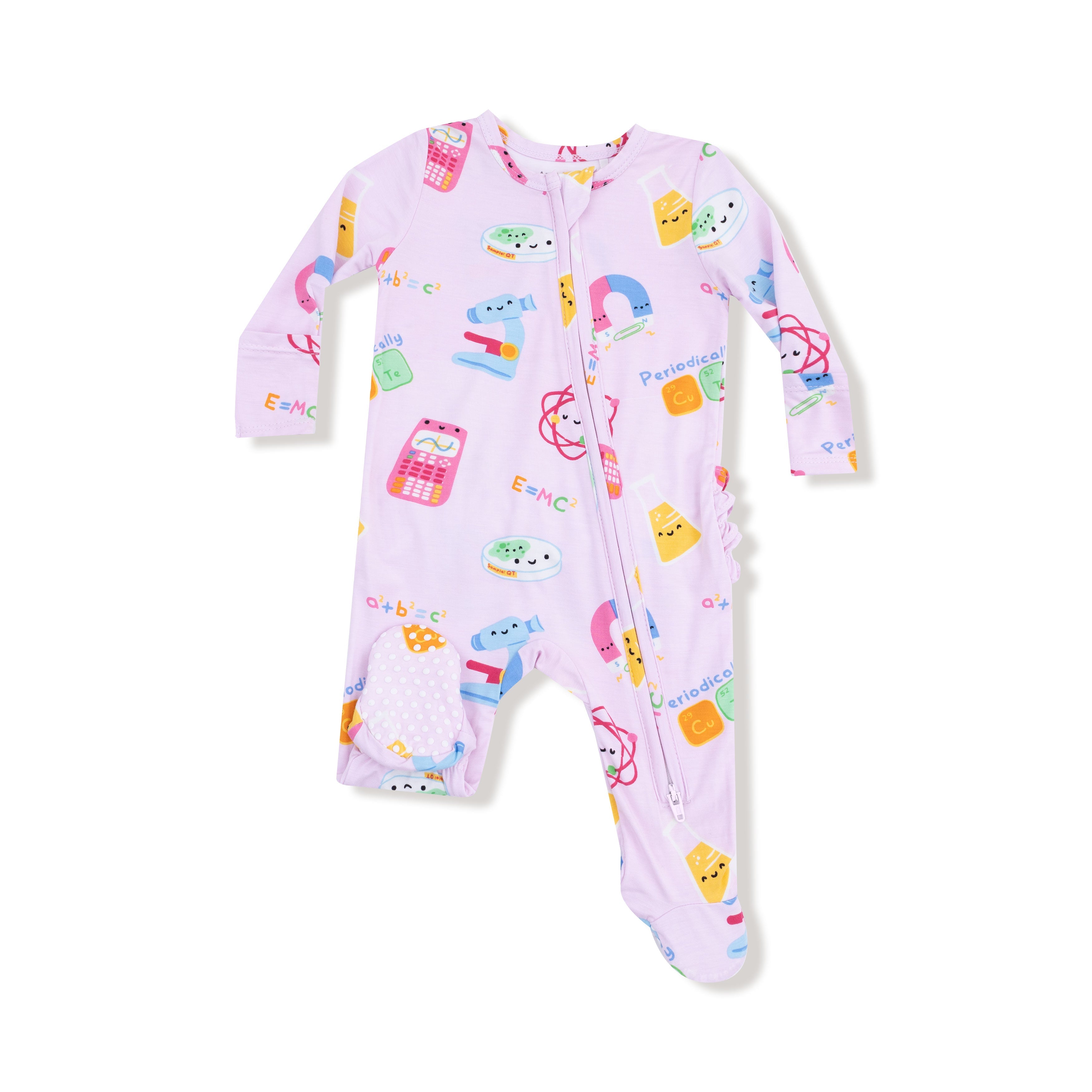 Future Scientist - Pink - 2 Way Zipper Ruffle Back Footie