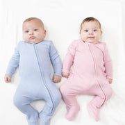 Cameo Pink - 2 Way Zipper Ruffle Back Footie