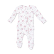 Bows and Hearts - 2 Way Ruffle Back Zipper Footie