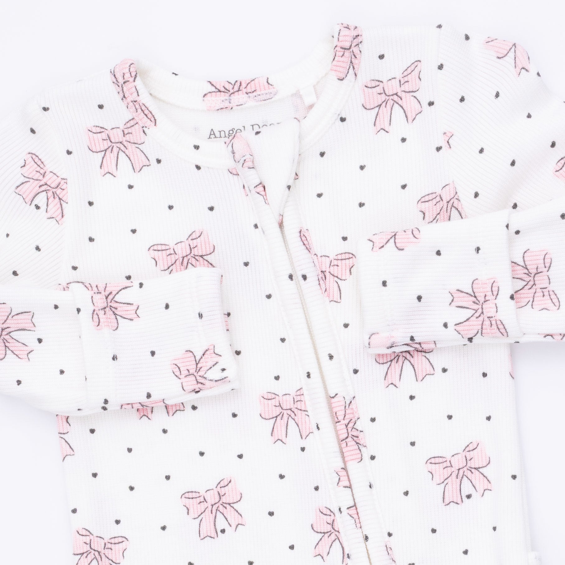 Bows and Hearts - 2 Way Ruffle Back Zipper Footie