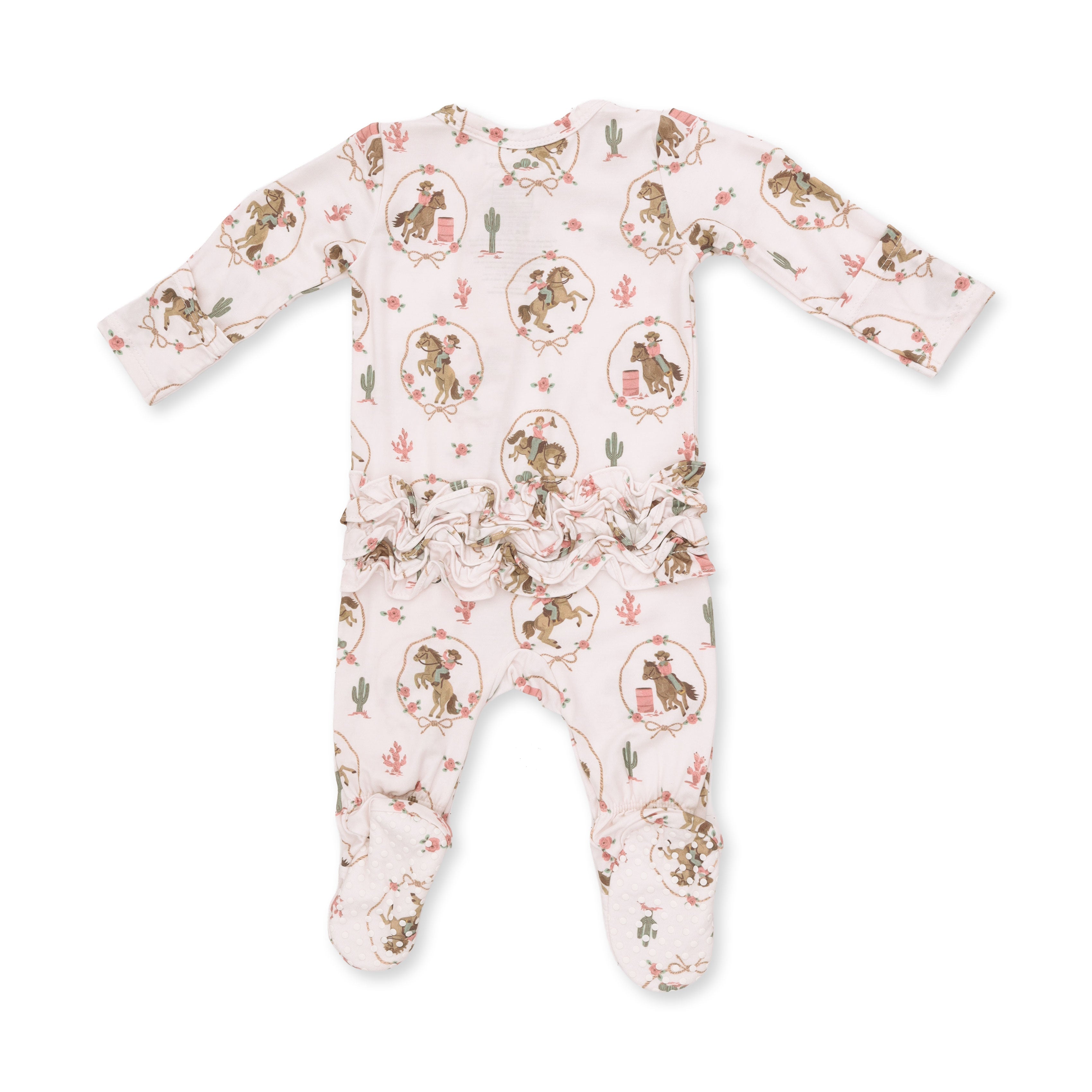 Cowgirl Cameos - 2 Way Ruffle Back Zipper Footie