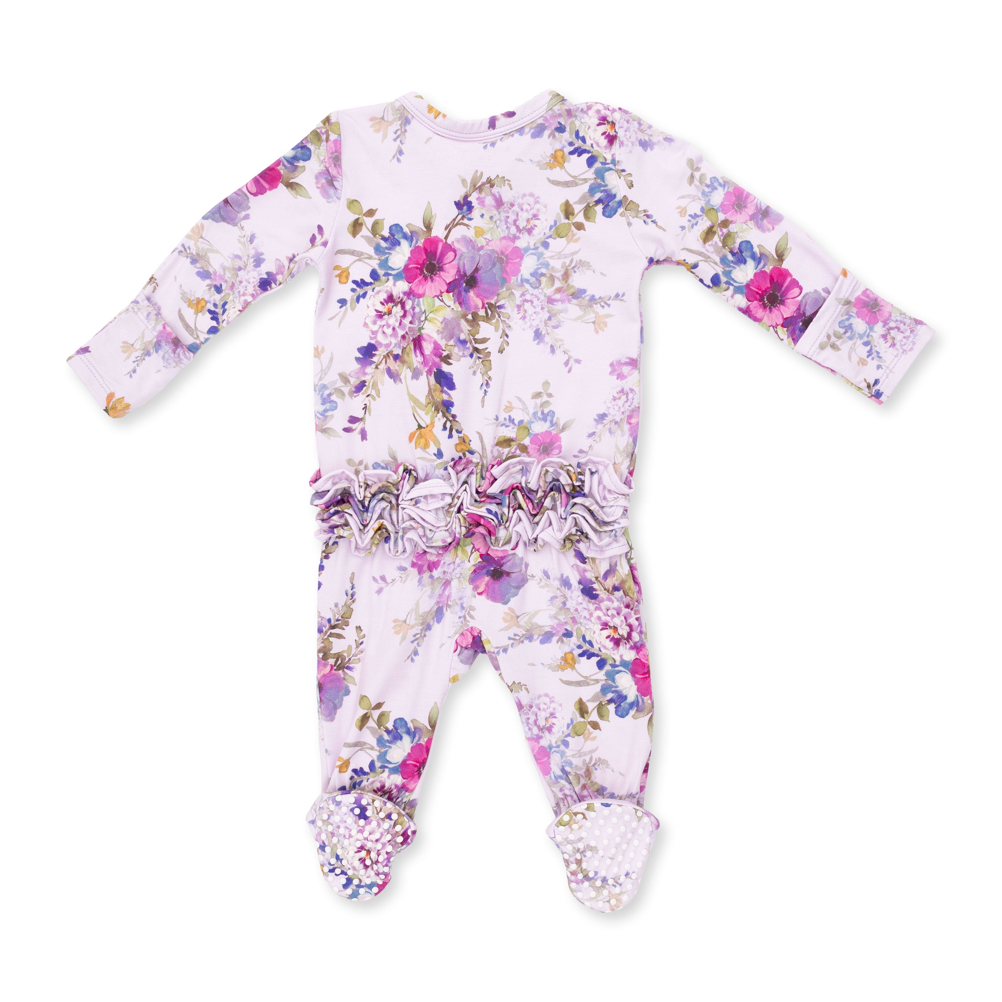 Dahlia Floral - 2 Way Ruffle Back Zipper Footie