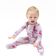 Dahlia Floral - 2 Way Ruffle Back Zipper Footie