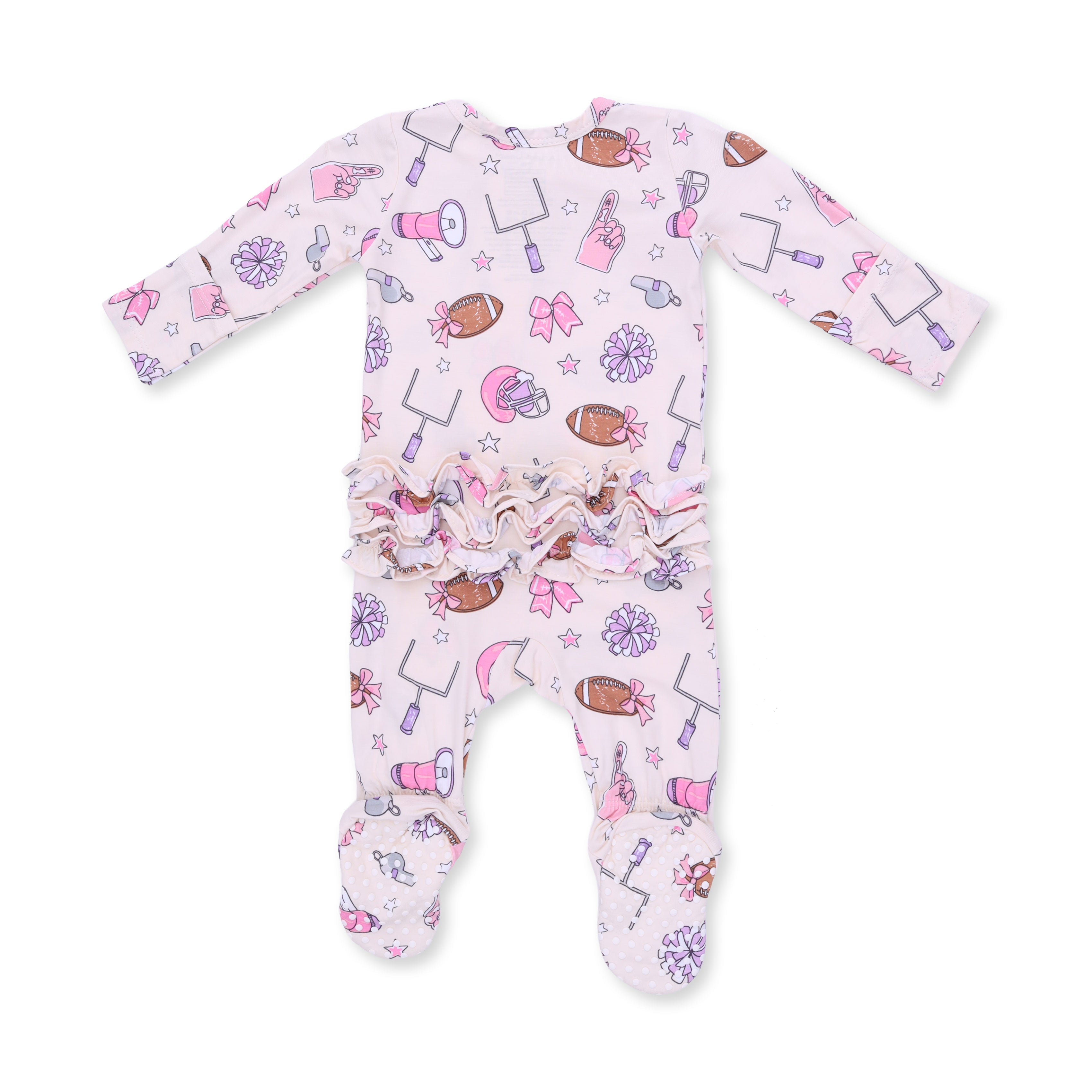 Football Cheer - 2 Way Ruffle Back Zipper Footie