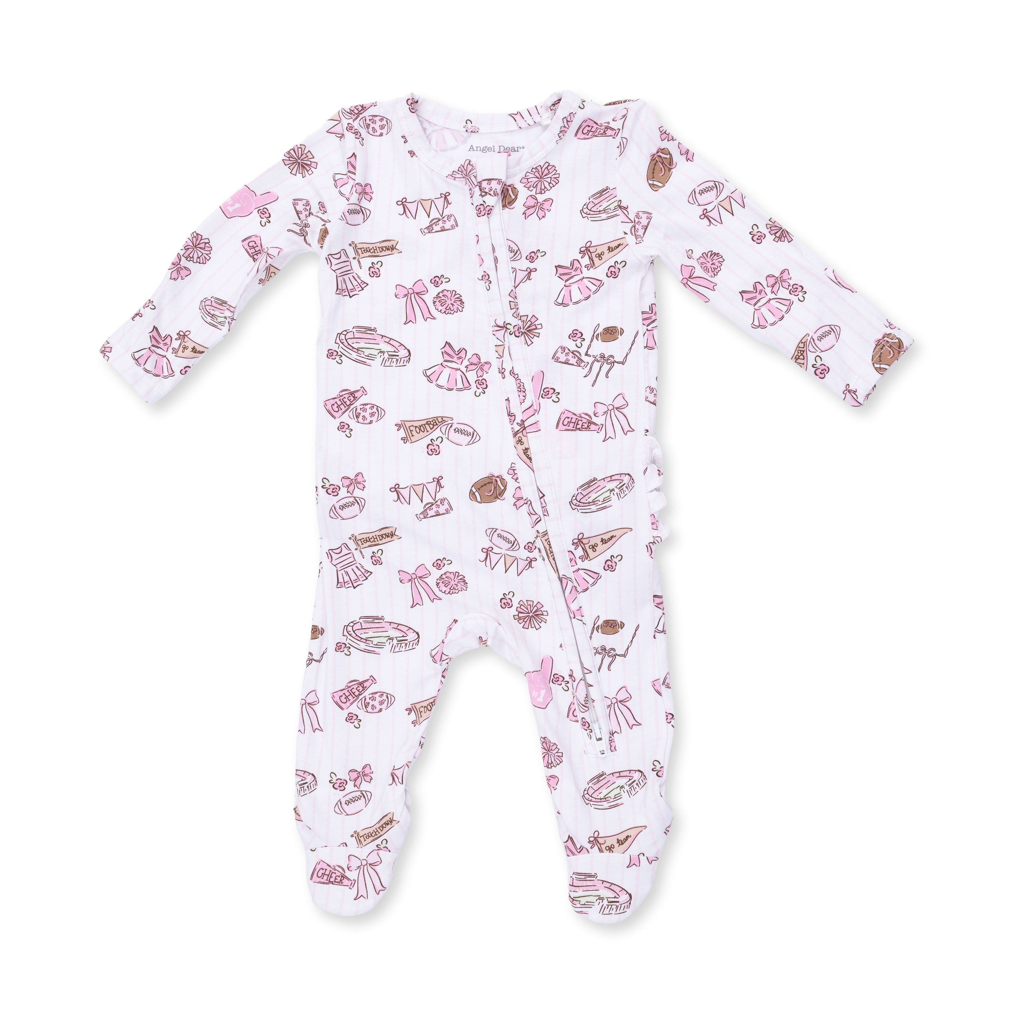 Football Cheer Nursery - 2 Way Ruffle Back Zipper Footie