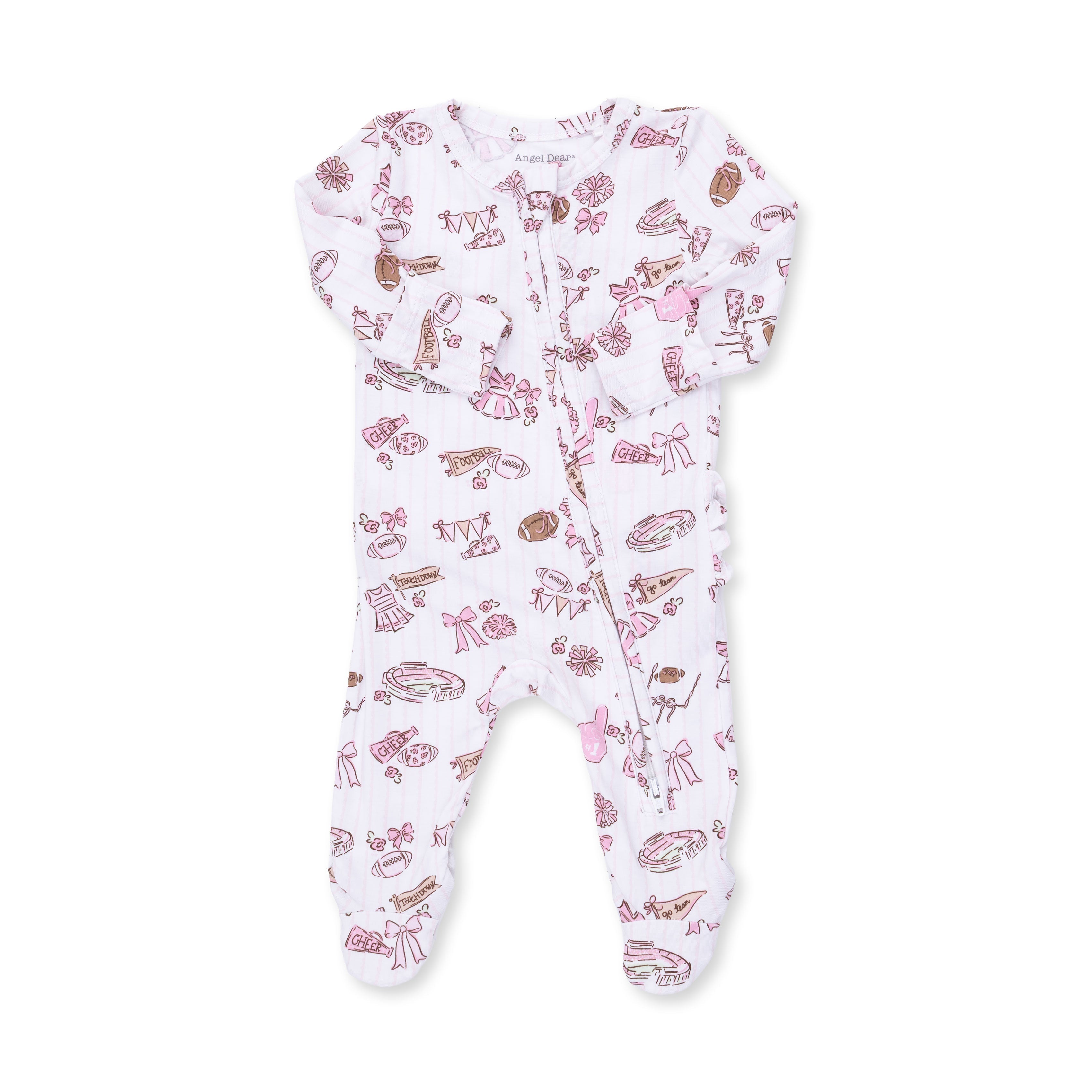 Football Cheer Nursery - 2 Way Ruffle Back Zipper Footie