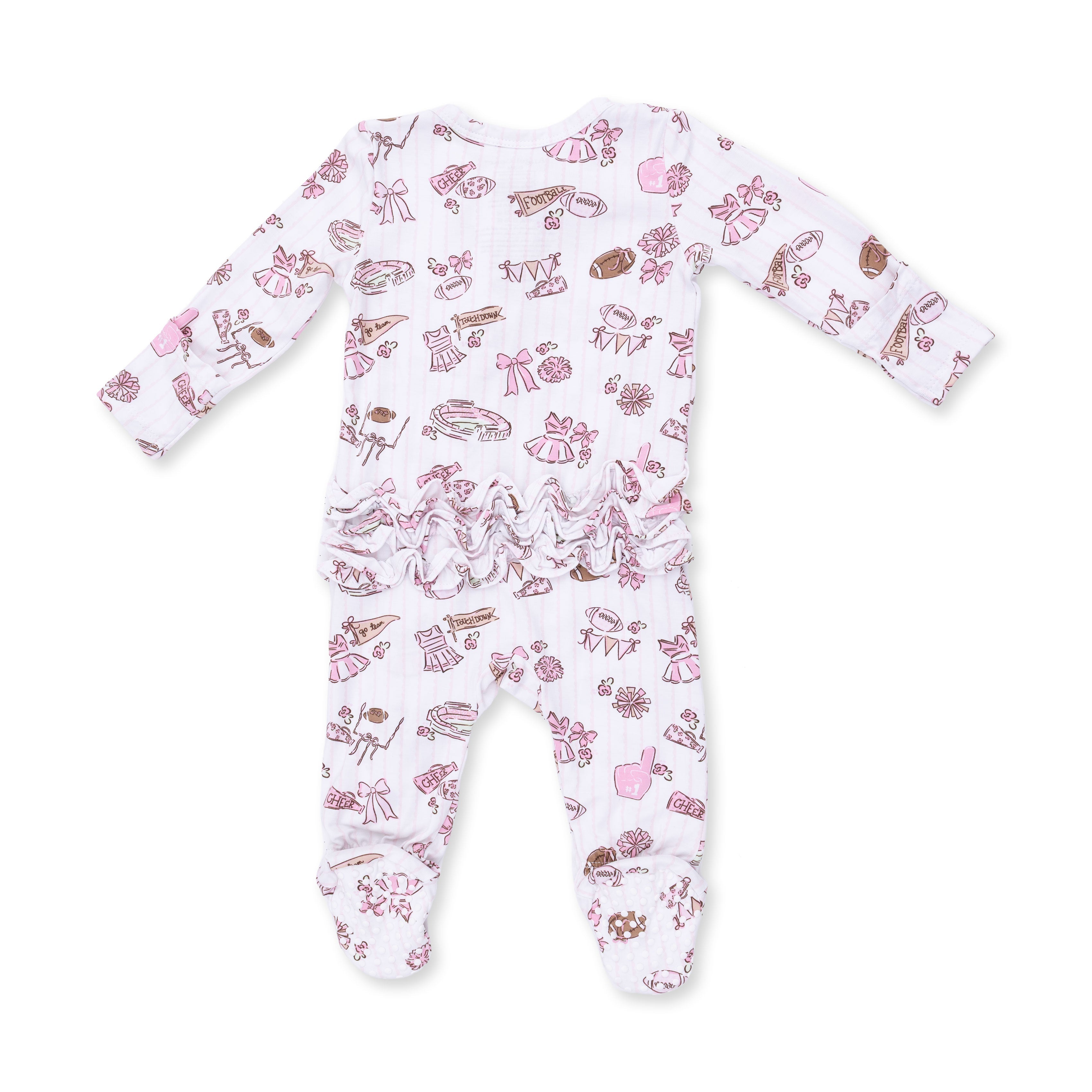 Football Cheer Nursery - 2 Way Ruffle Back Zipper Footie