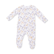 Floral Deer - 2 Way Ruffle Back Zipper Footie