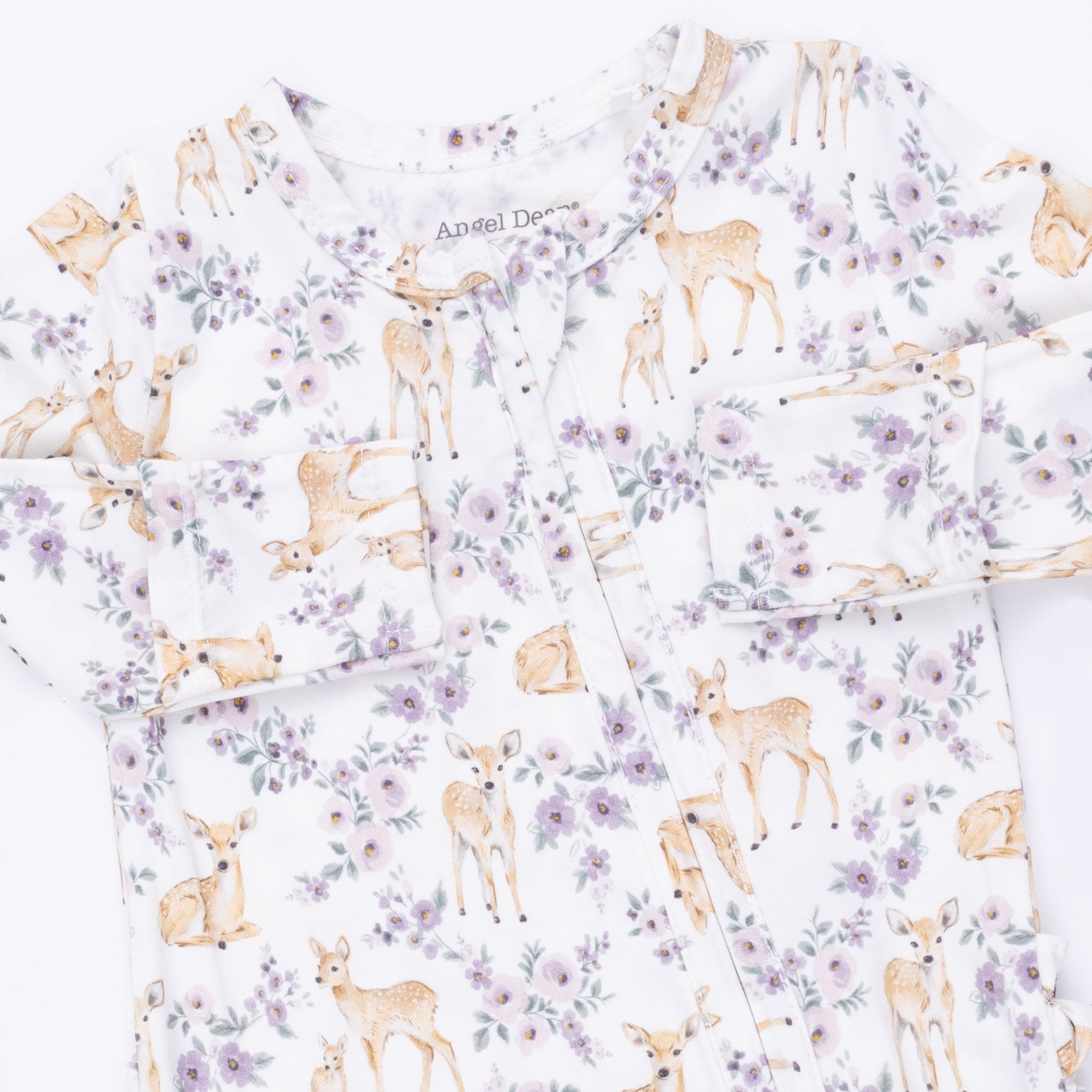 Floral Deer - 2 Way Ruffle Back Zipper Footie