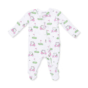 Golf Carts Pink - 2 Way Ruffle Back Zipper Footie