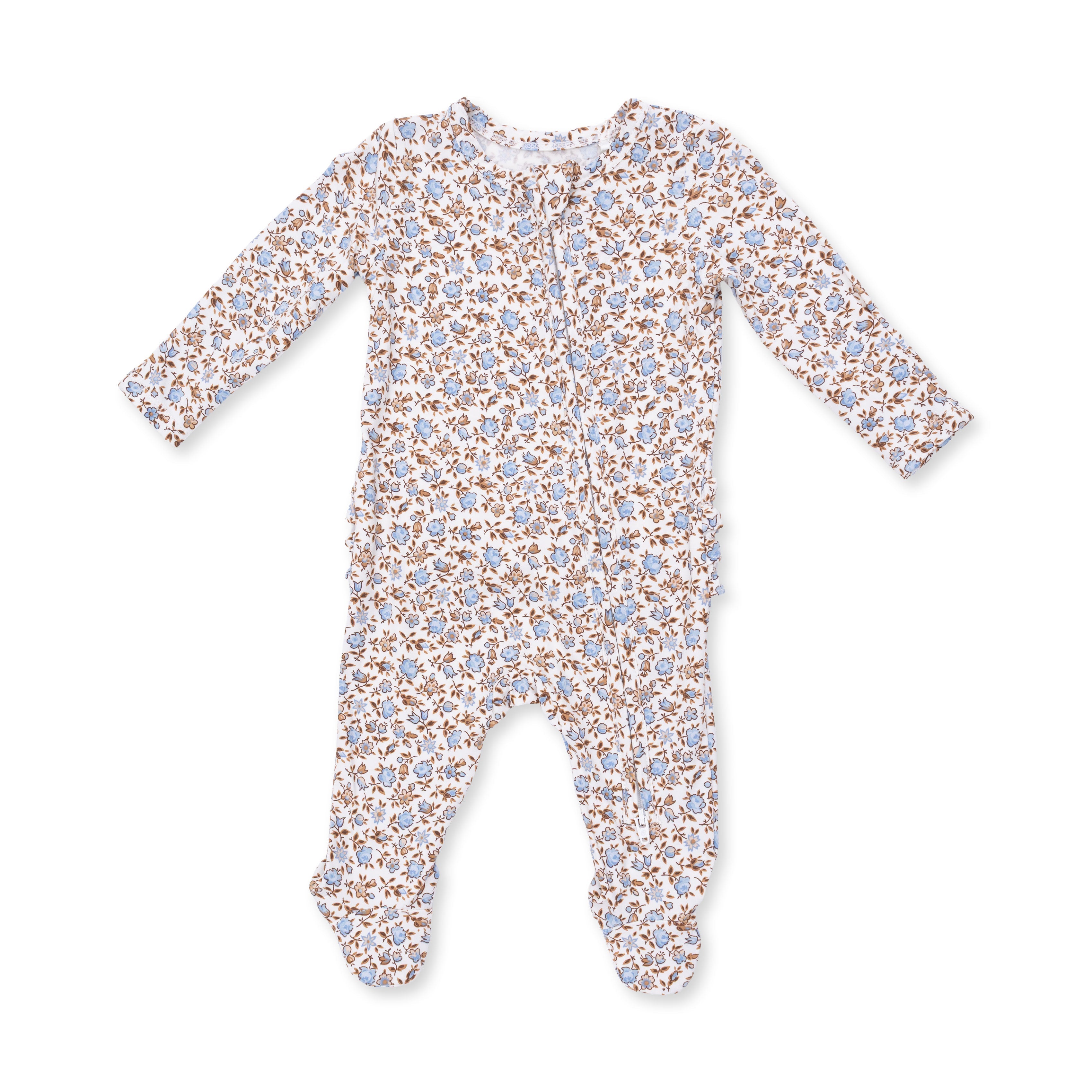 Hazel Floral - 2 Way Ruffle Back Zipper Footie