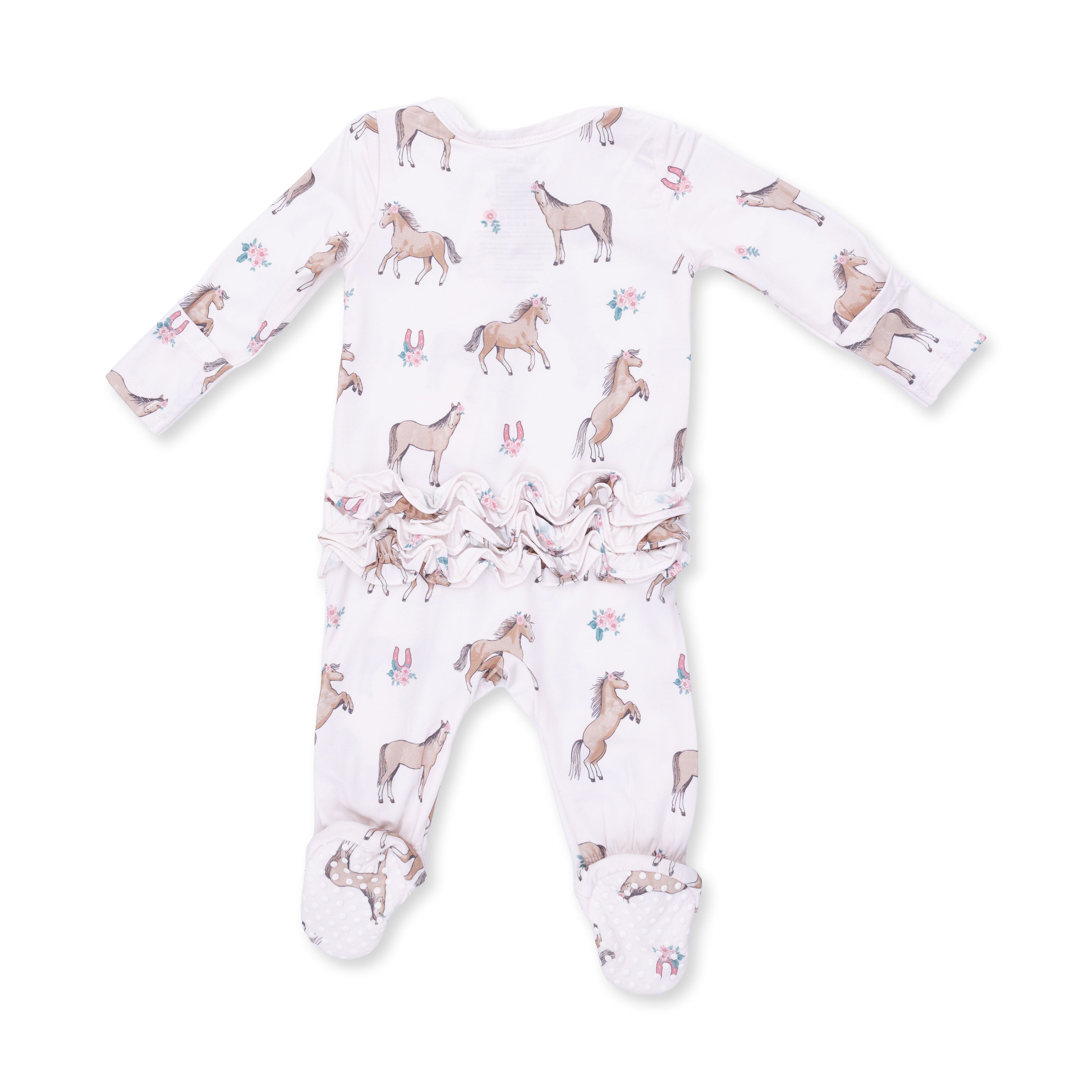 I Love Horses - 2 Way Ruffle Back Zipper Footie