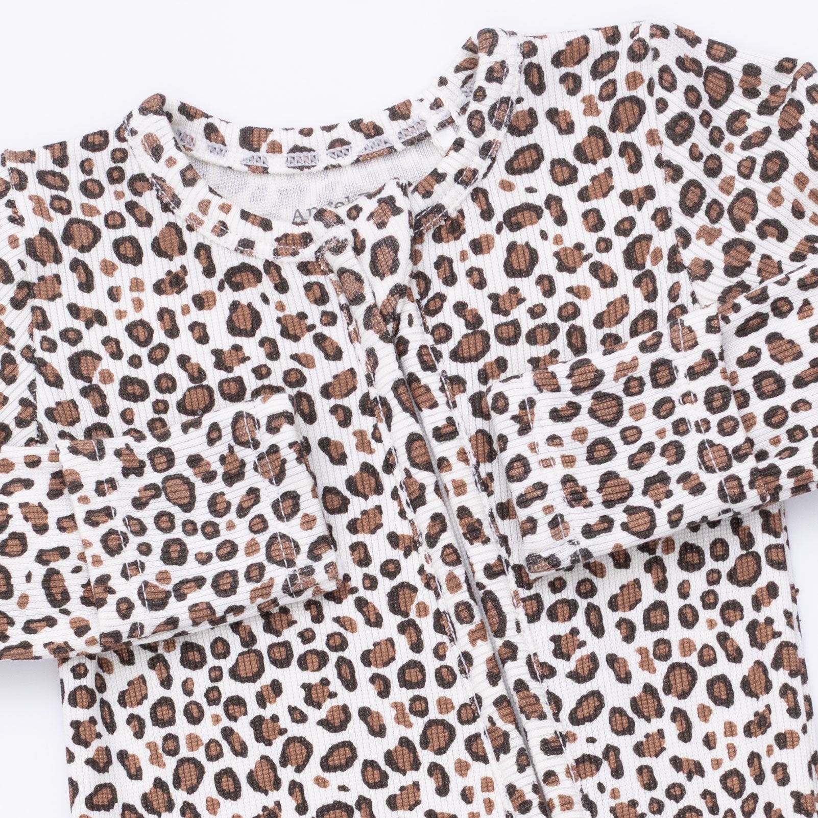 Leopard Rib - 2 Way Ruffle Back Zipper Footie