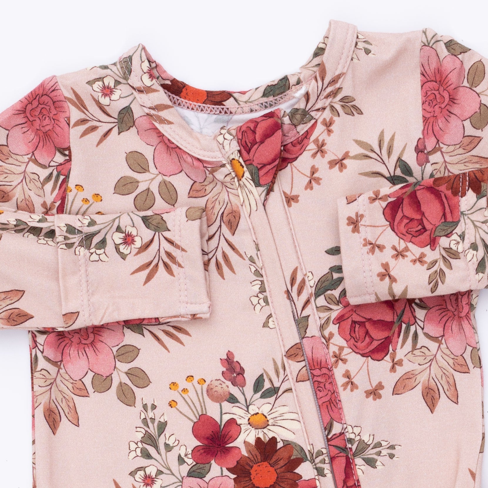 Sabrina Floral - 2 Way Ruffle Back Zipper Footie