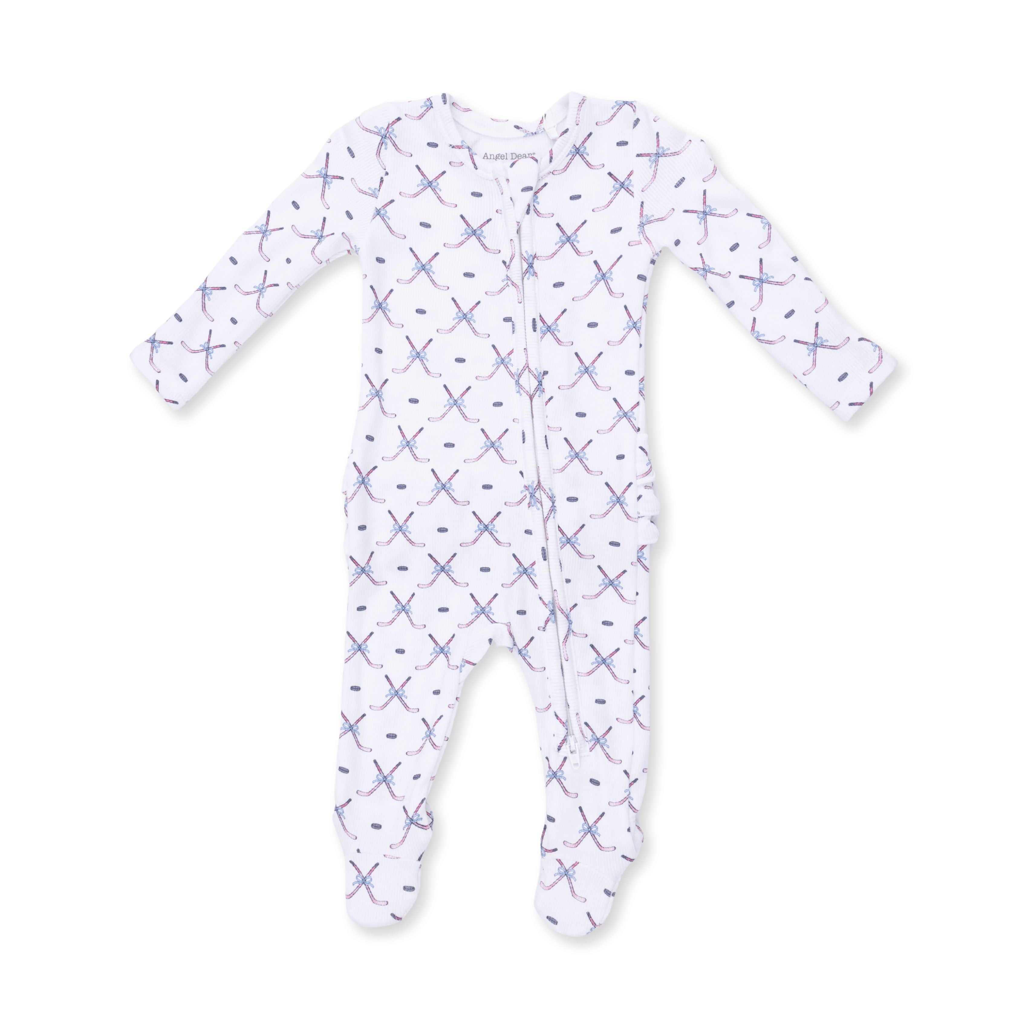 Simple Hockey Pink - 2 Way Ruffle Back Zipper Footie