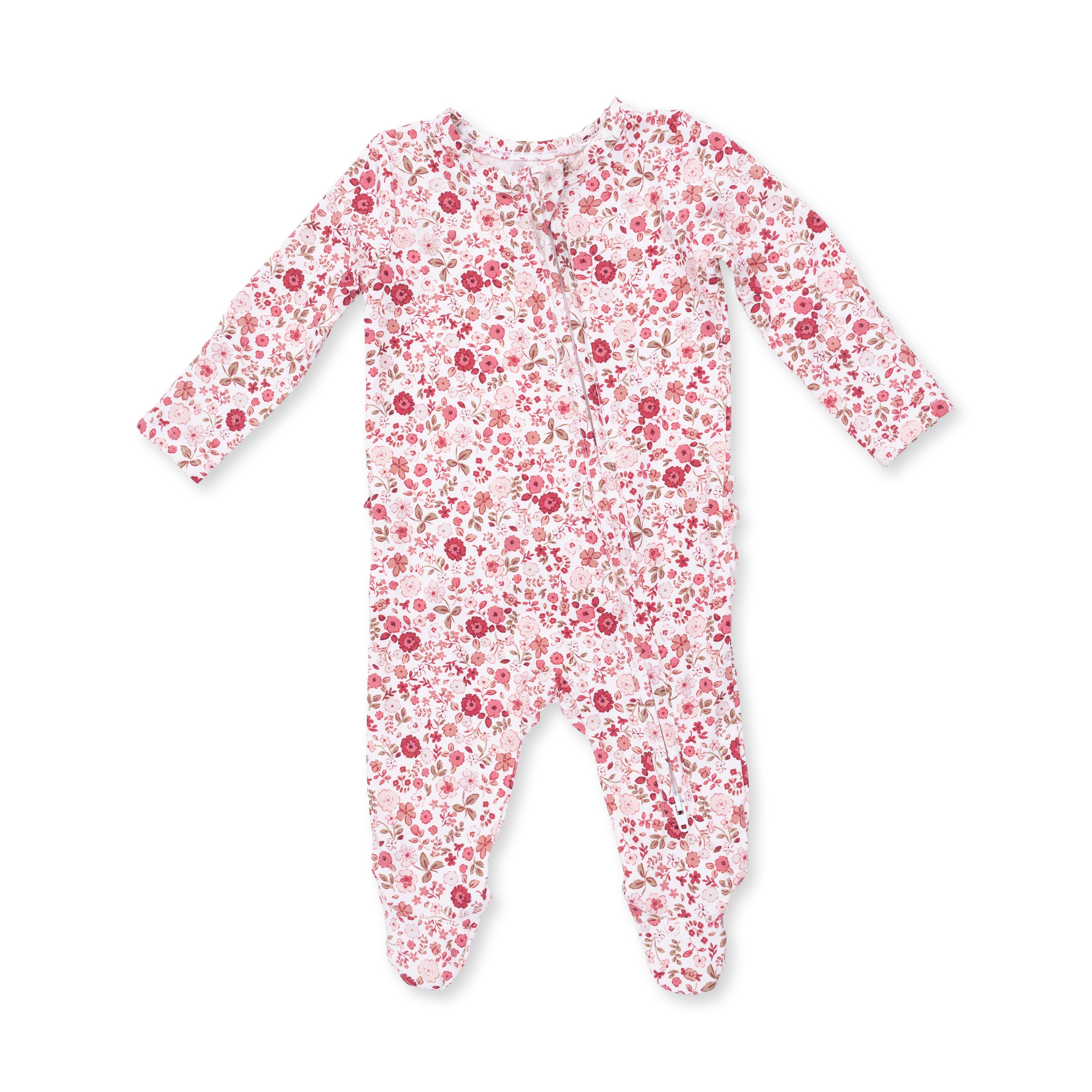 Serene Floral - 2 Way Ruffle Back Zipper Footie