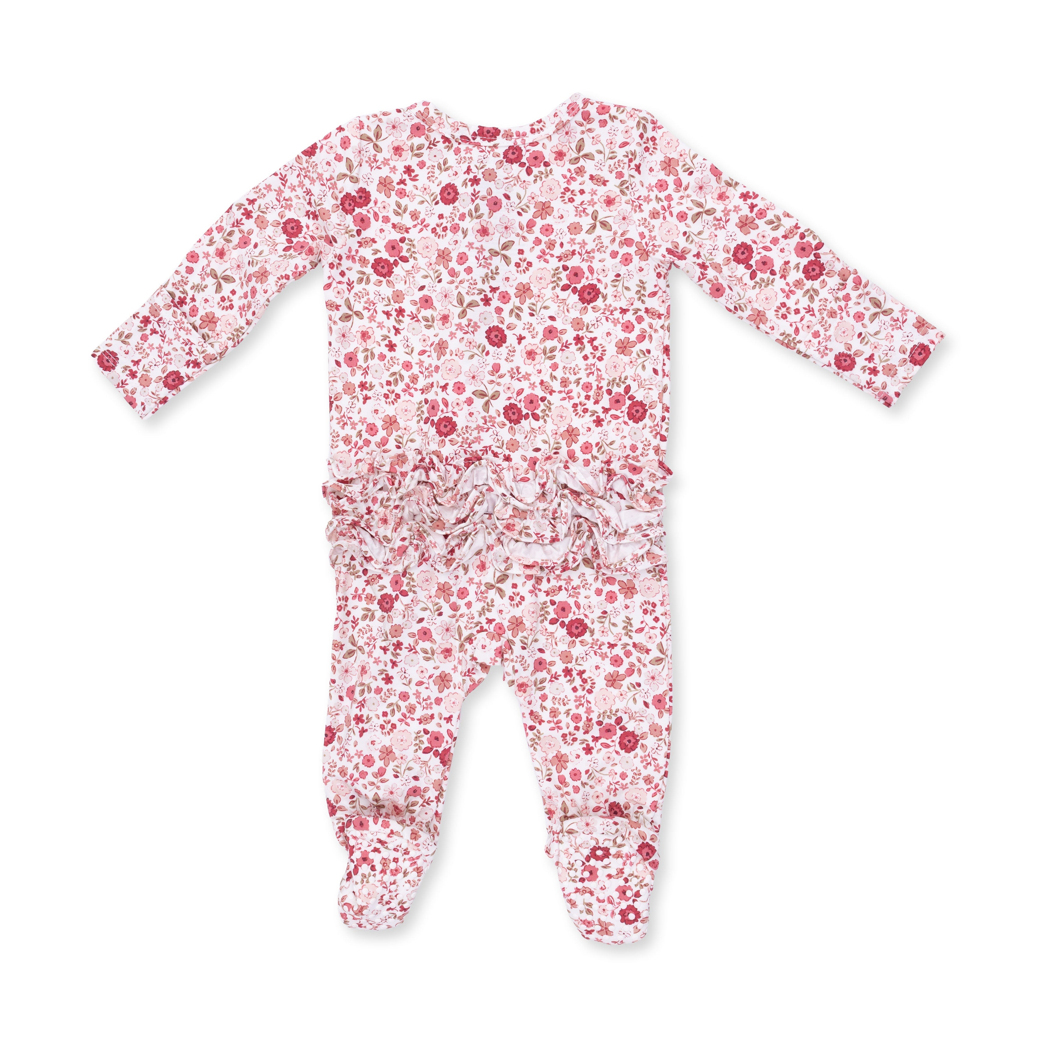 Serene Floral - 2 Way Ruffle Back Zipper Footie